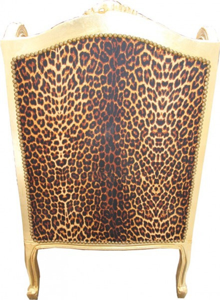 Leopard Casa Tron Ohrensessel Stuhl Thron Ohrensessel Sessel - - / Ohren Padrino Lounge Barock Gold Sessel