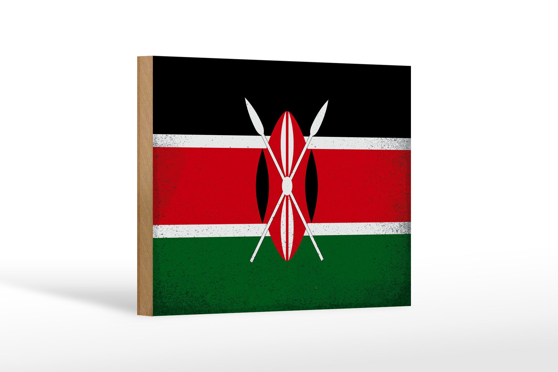 Femer GmbH Holzbild Flagge Kenia 18x12 cm Flag of Kenya Vintage, Flaggen (1 St), Glatte Holzfaserplatte (MDF), vorn beschichtet