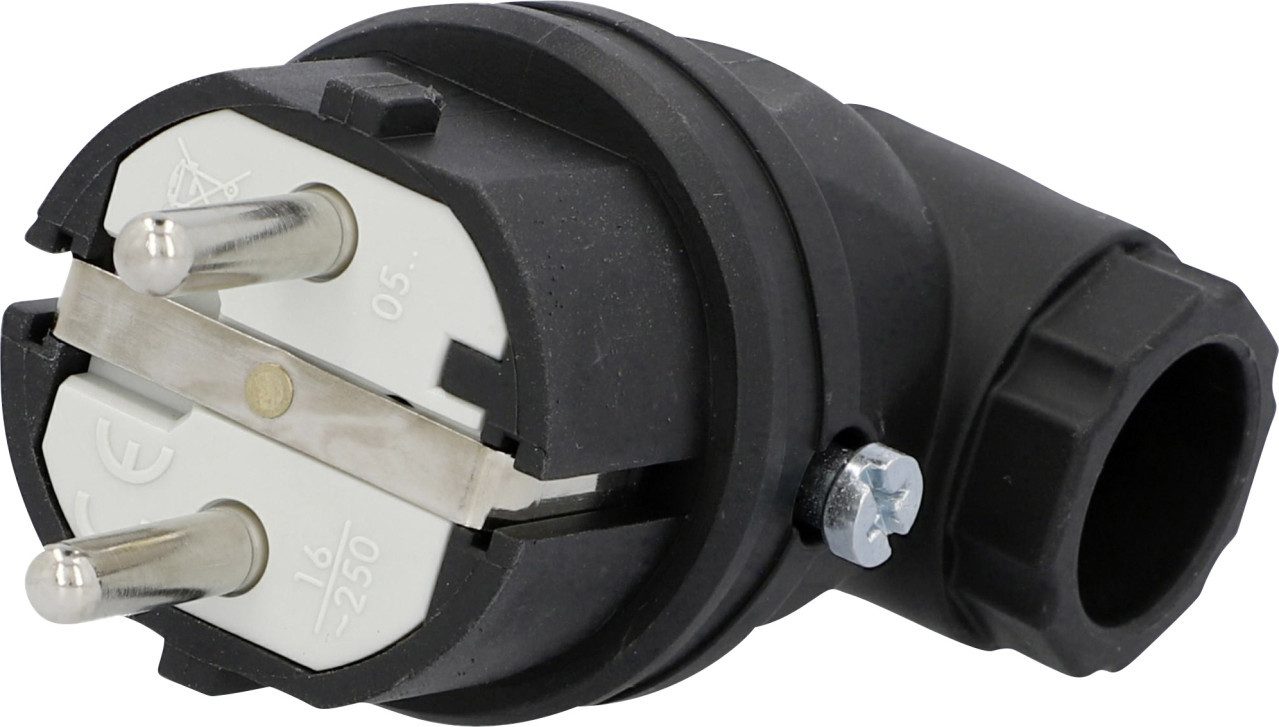 UNITEC Schutzkontakt-Stecker Vollgummi gewinkelt, IP44 Steckernetzteil