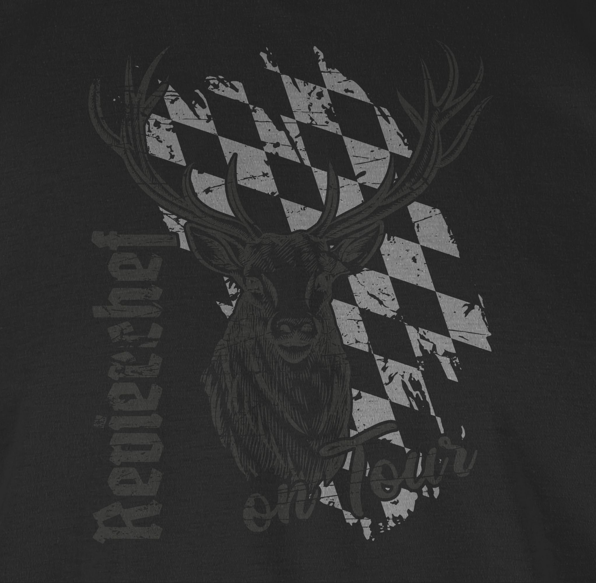 02 Shirtracer für Bayern Jagd Volksfest Hirsch T-Shirt Schwarz Oktoberfest Herren Jäger Trachten Mode Revierchef