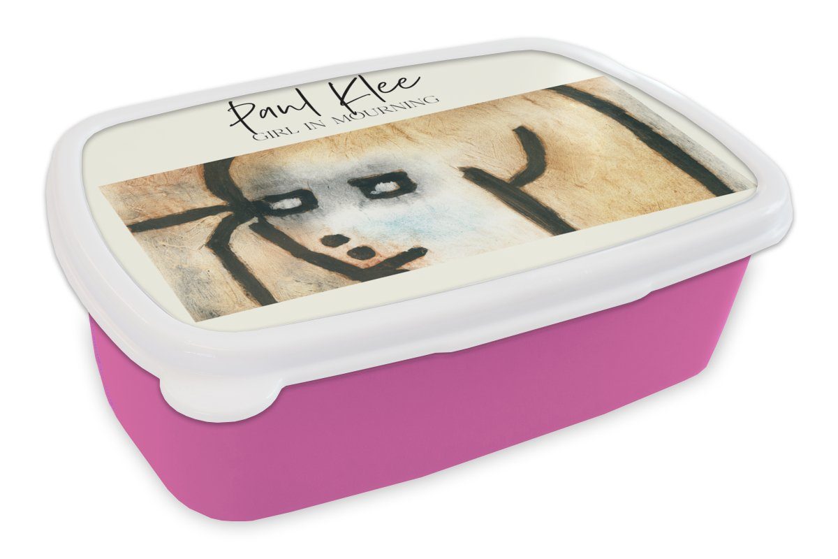 - Lunchbox Gemälde, Mädchen, MuchoWow Trauerndes Paul Erwachsene, rosa Kinder, Kunststoff, Mädchen - Brotbox Klee Snackbox, Kunststoff Brotdose (2-tlg), für