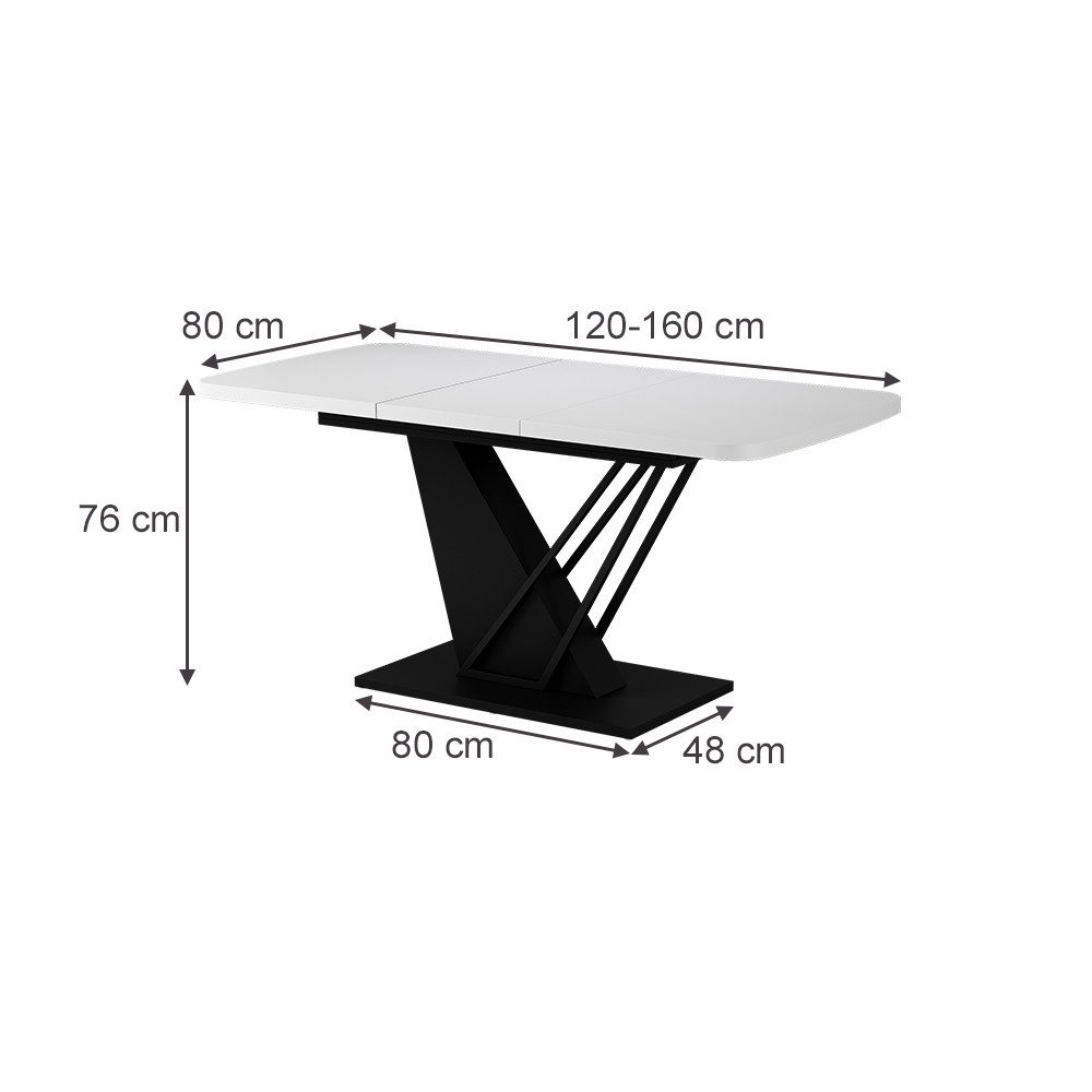 Vicco Esstisch Fenaro, Weiß/Schwarz/Schwarz, 120 x 80 cm ausziehbar (1-St)