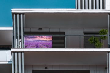 MuchoWow Balkonsichtschutz Lavendel - Lila - Blumen - Feld (1-St) Balkonbanner, Sichtschutz für den Balkon, Robustes und wetterfest