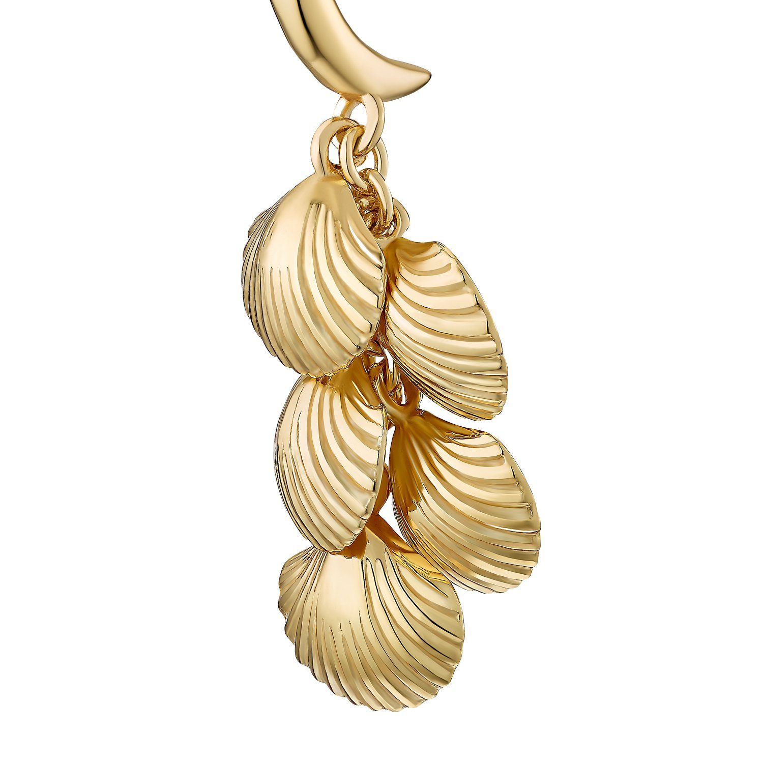 Noelani Paar Ohrhänger für Damen, Sterling Silber 925 vergoldet, Muscheln (Ohrhänger, 4-tlg)
