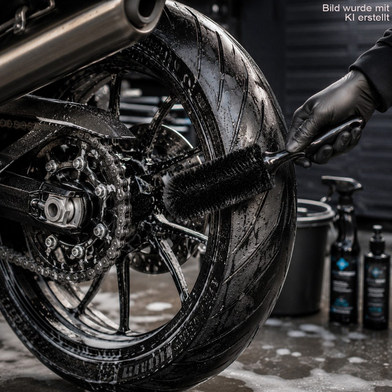 XiRRiX Felgenbürste Reinigungsbürste für Auto, Motorrad, Fahrrad, (weiche Borsten, zur Autoreinigung), Autowaschbürste Schwarz