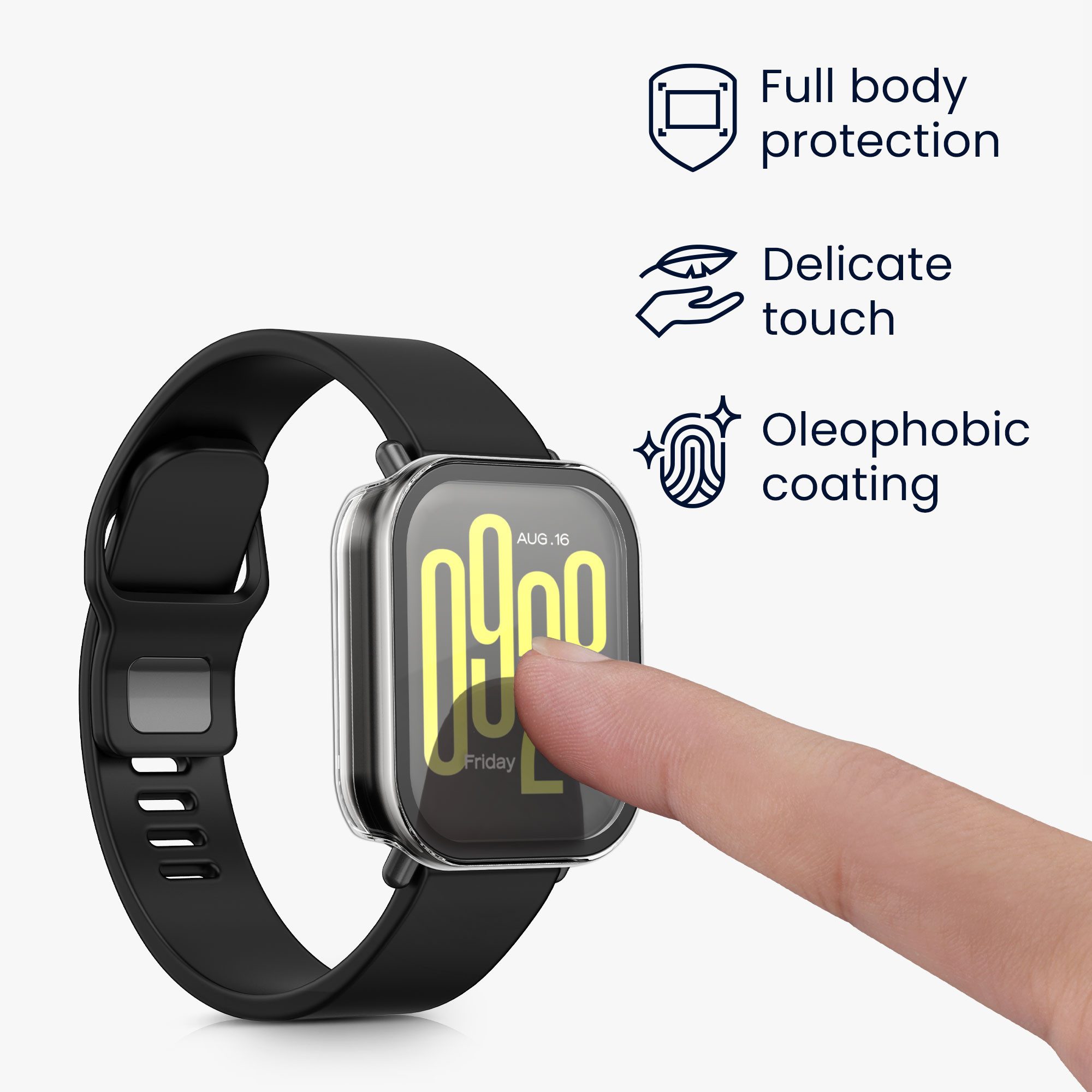 kwmobile Smartwatch-Hülle 2x Glas Hülle für Xiaomi Redmi Watch 5 Active, Schutzhülle Fullbody Fitnesstracker Case Set aus Glas