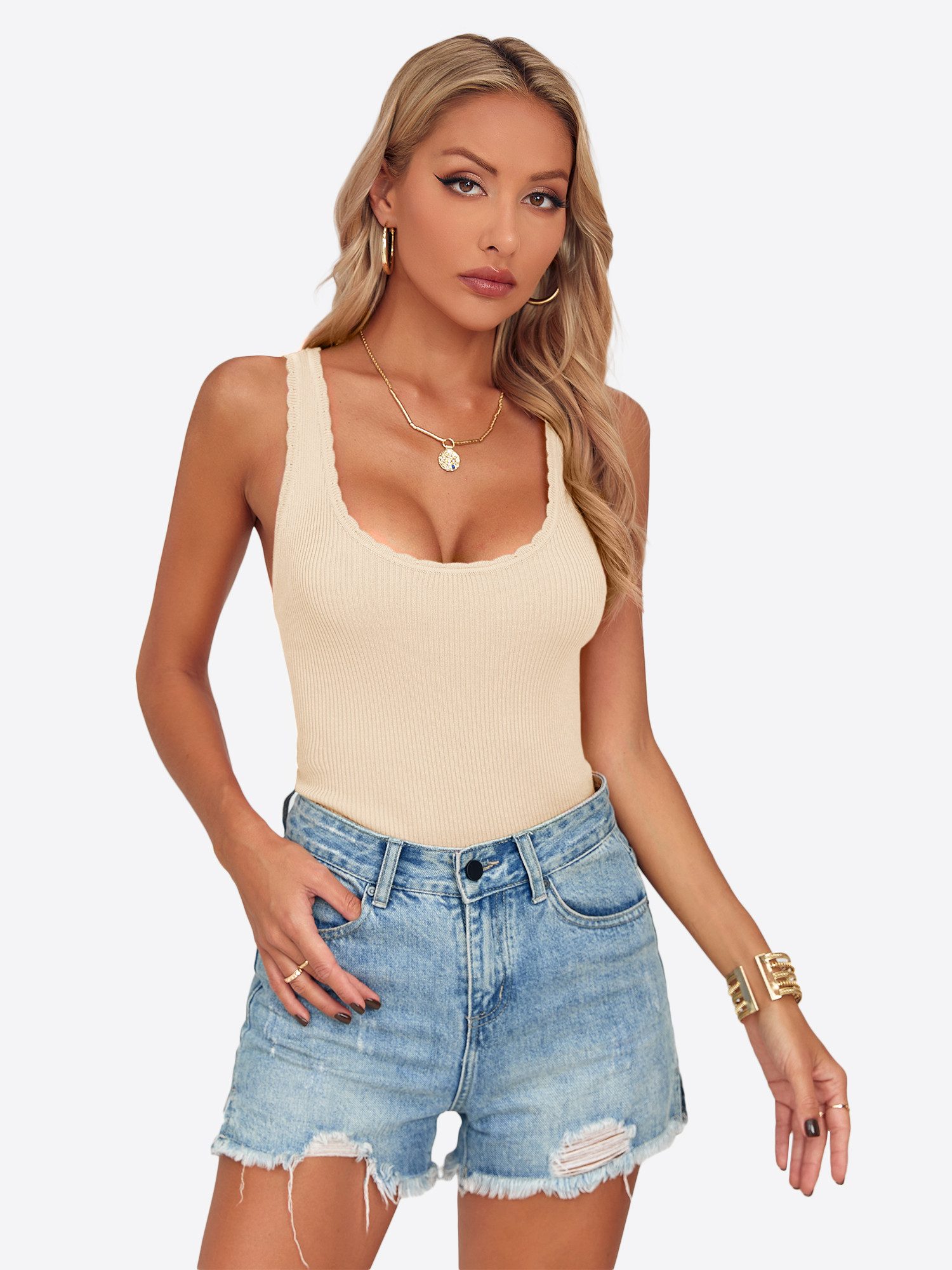 Imily Bela Tanktop Damen Sexy Strickweste (Packung, 1-tlg., 1per-Pack) Einfarbig