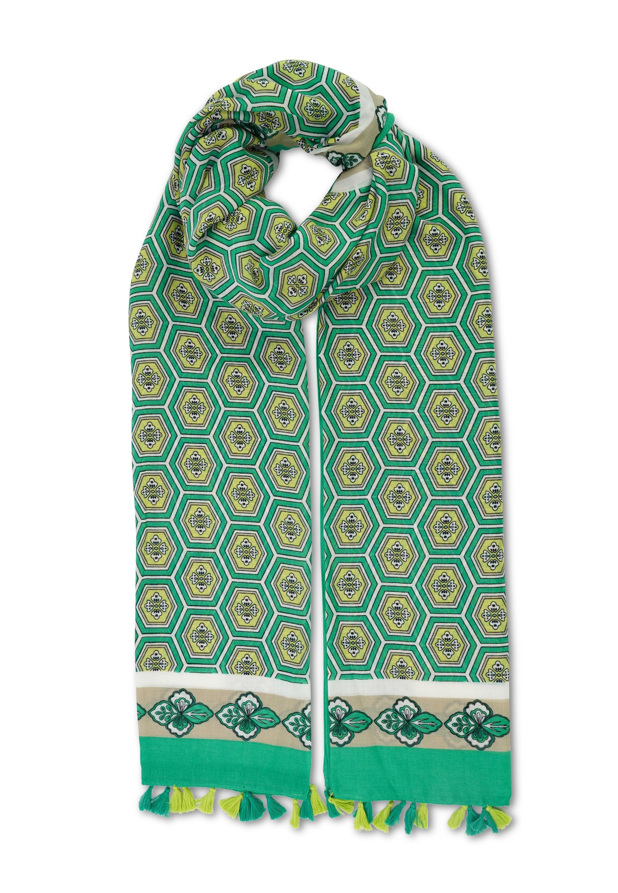 grün Modeschal, Baumwoll-Viskose-Mischung dunkelgrün, aus Harpa