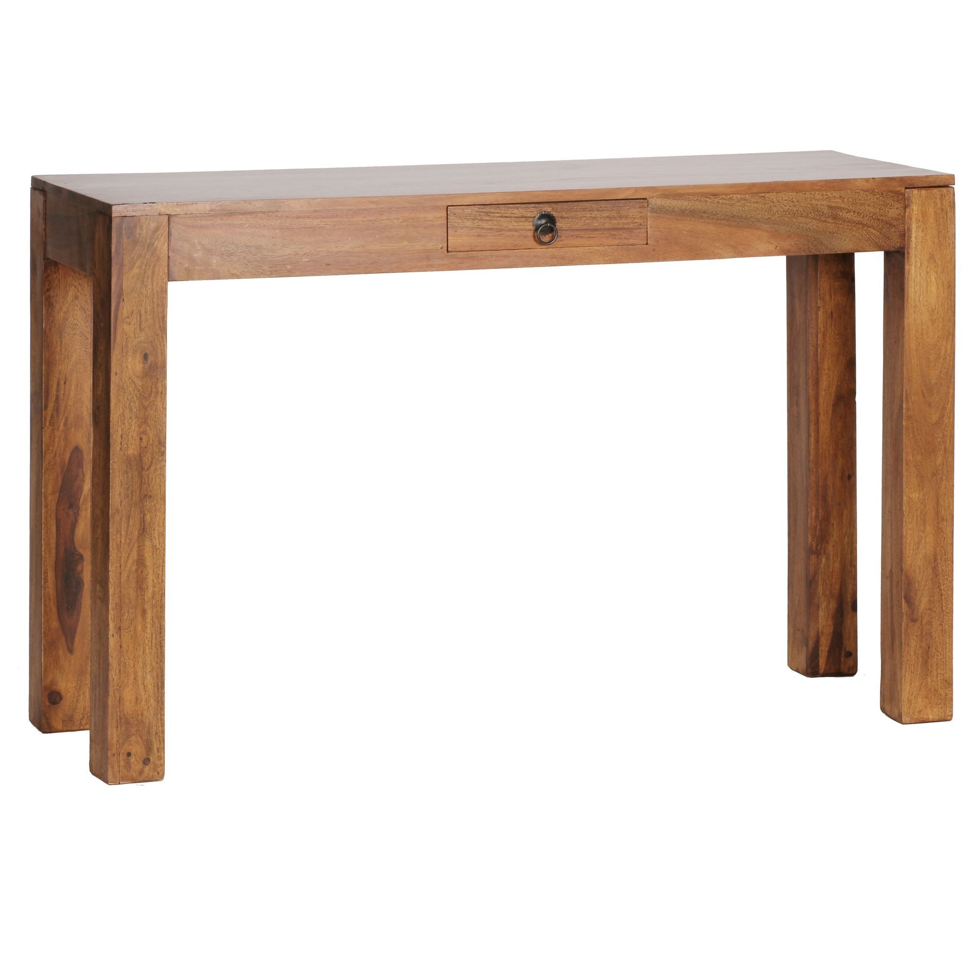 FINEBUY Konsolentisch SuVa1177_1 (Massivholz 120x70x40 cm mit Schublade), Anrichte Flur, Flurtisch Holztisch Naturholz
