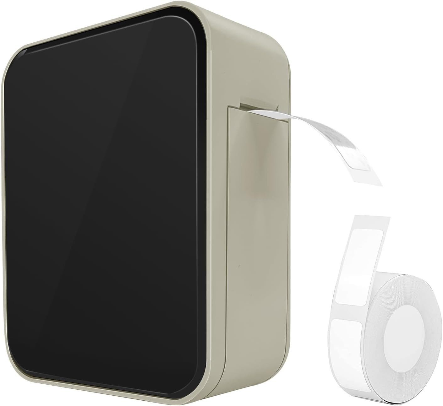 AURIVION Beschriftungsgerät Bluetooth Etikettendrucker tragbar für Büro & Zuhause, Beschriftungsgerät mit 1 Rolle Thermopapier & Thermodruck
