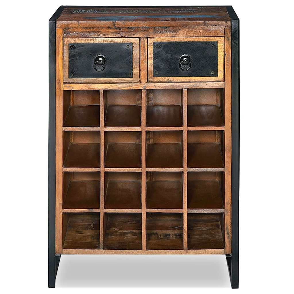 furnicato Weinregal Industrie-Stil 54x35x80 cm aus Massivholz & pulverbeschichte, 1-tlg.
