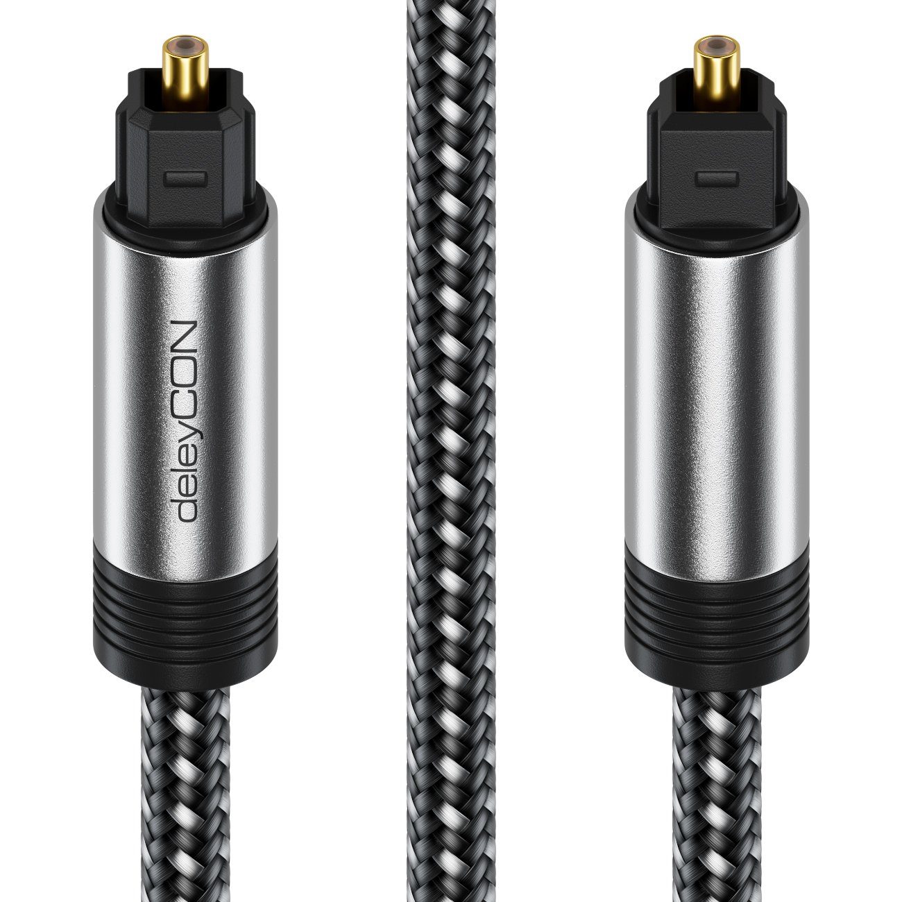 deleyCON deleyCON Toslink Kabel 2m Optisches Digital Audio Kabel Metallstecker Optisches-Kabel