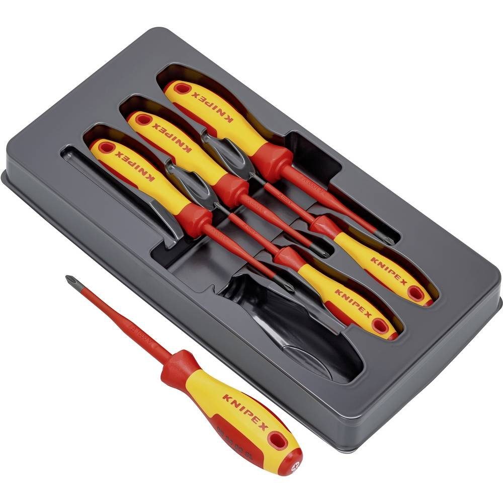 Knipex Schraubendreher VDE Schraubendreher-Set 6tlg. Kreuzschlitz Pozidriv/Phillips, Mehrkomponentengriff