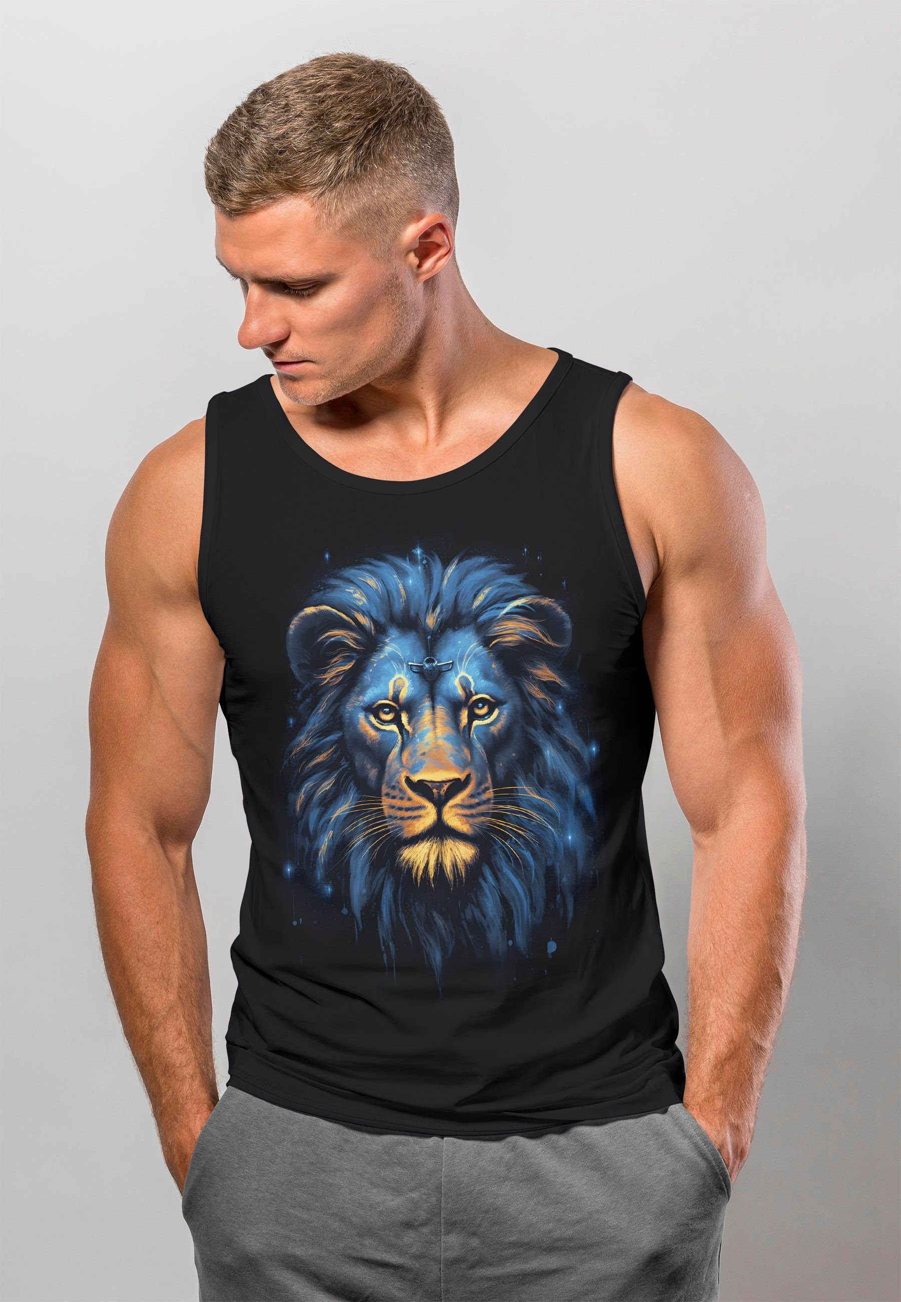 Neverless Tanktop Herren Tank-Top Löwe Lion Art-Print Kunst Illustration Au günstig online kaufen