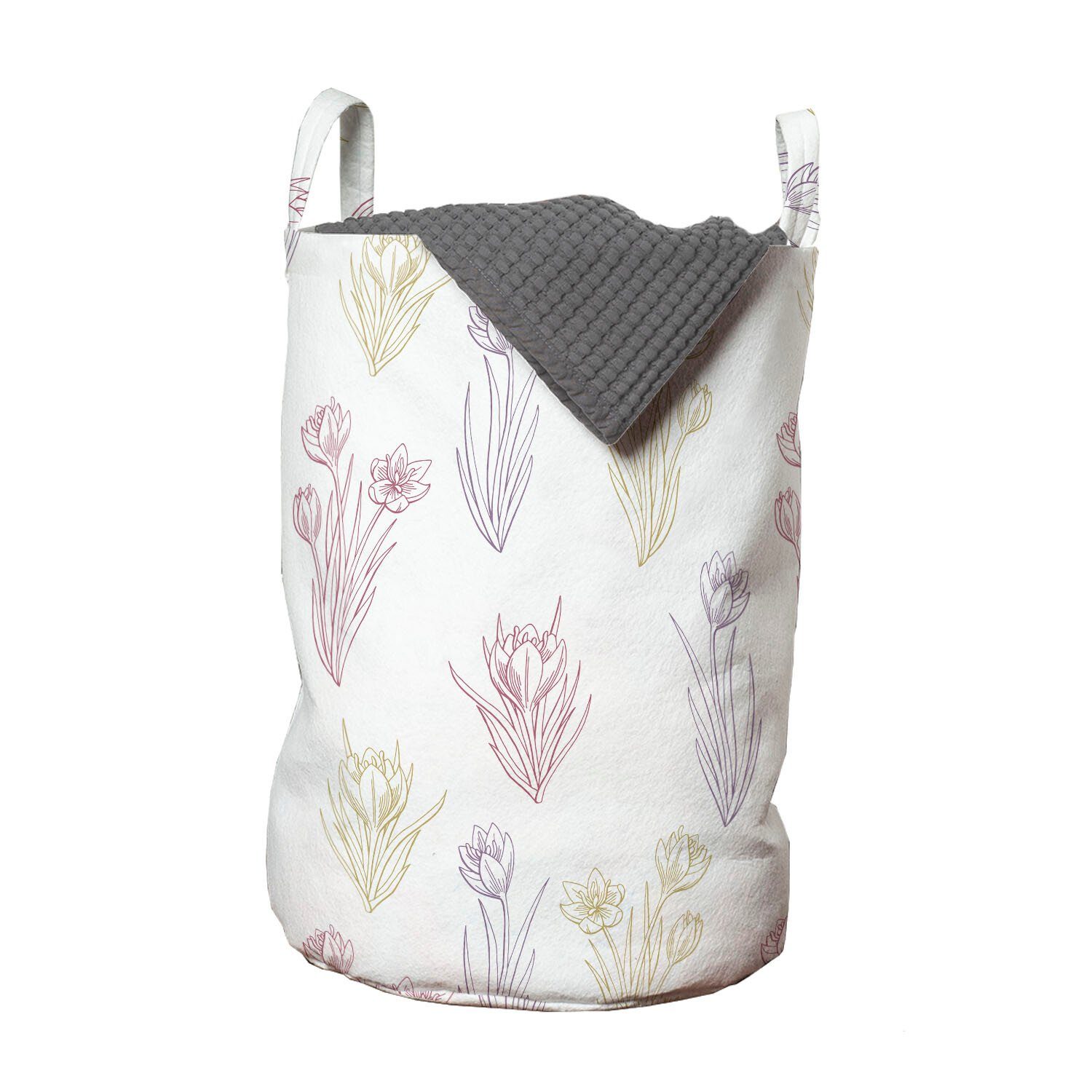 Abakuhaus Wäschesäckchen Wäschekorb mit Griffen Kordelzugverschluss für Waschsalons, Botanisch Saffron Crocus Blumen
