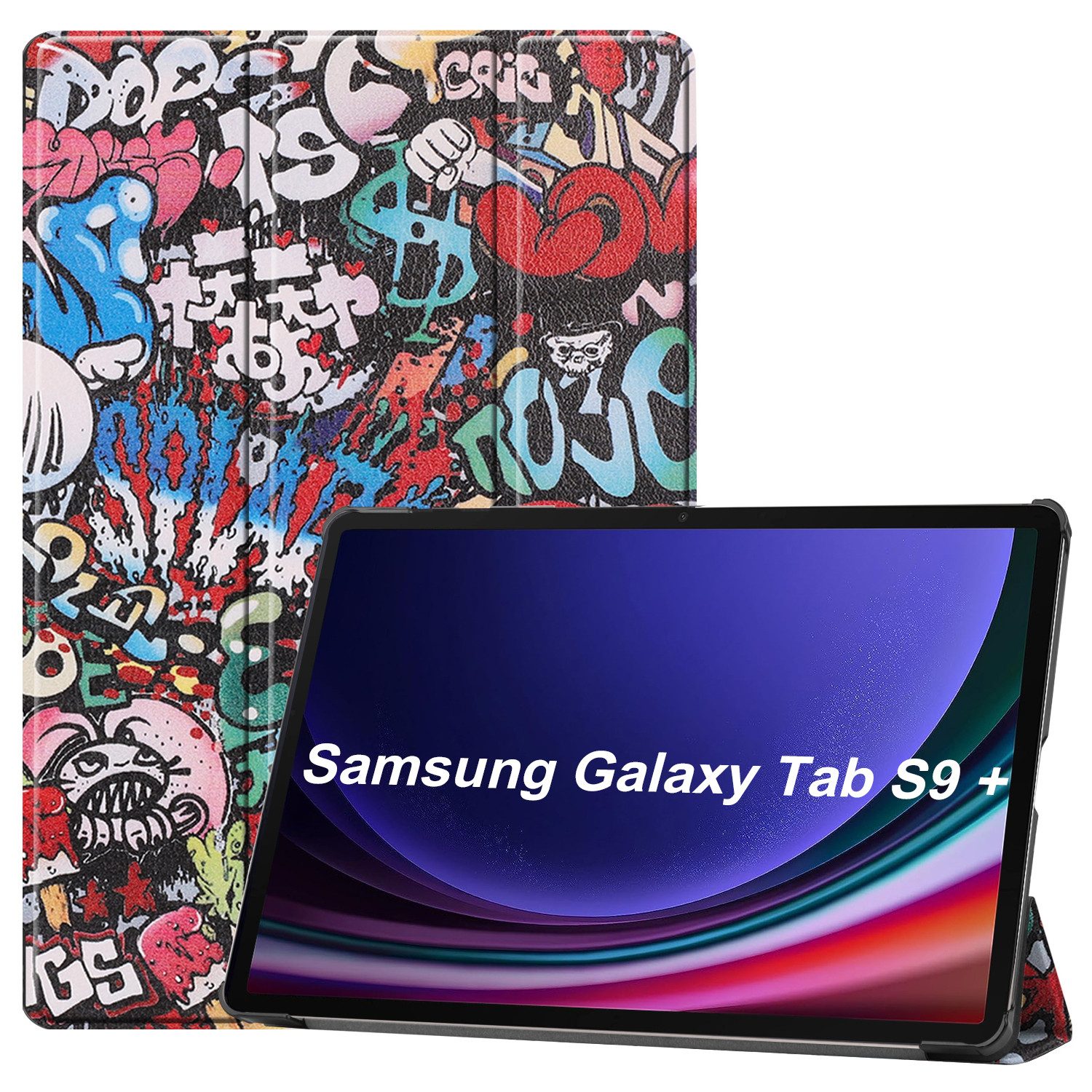 Lobwerk Tablet-Hülle Schutzhülle für Samsung Galaxy Tab S9 FE Plus+ X610/X616 2023 12.4, Wake & Sleep Funktion, Sturzdämpfung, Aufstellfunktion