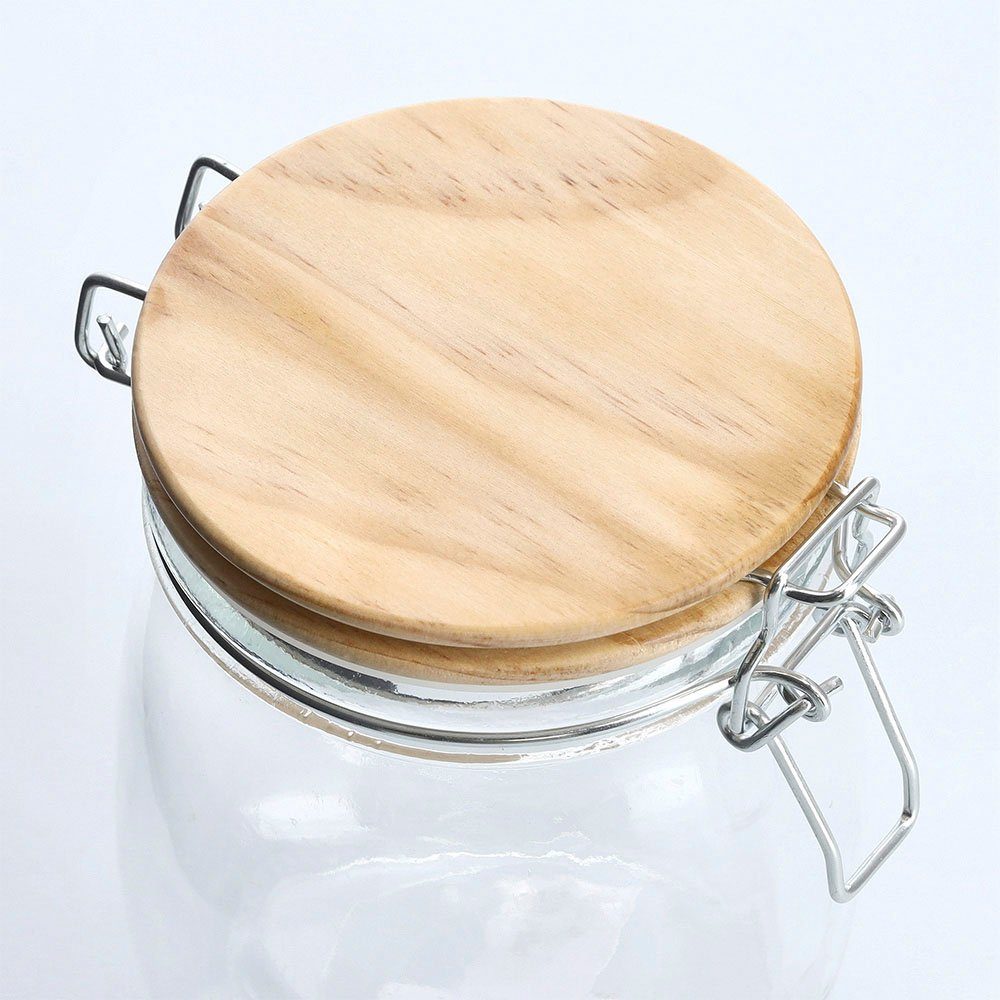 Zeller Vorratsglas Holz, 1000ml (Set, Present 2-tlg), Glas, Heart, 750ml,