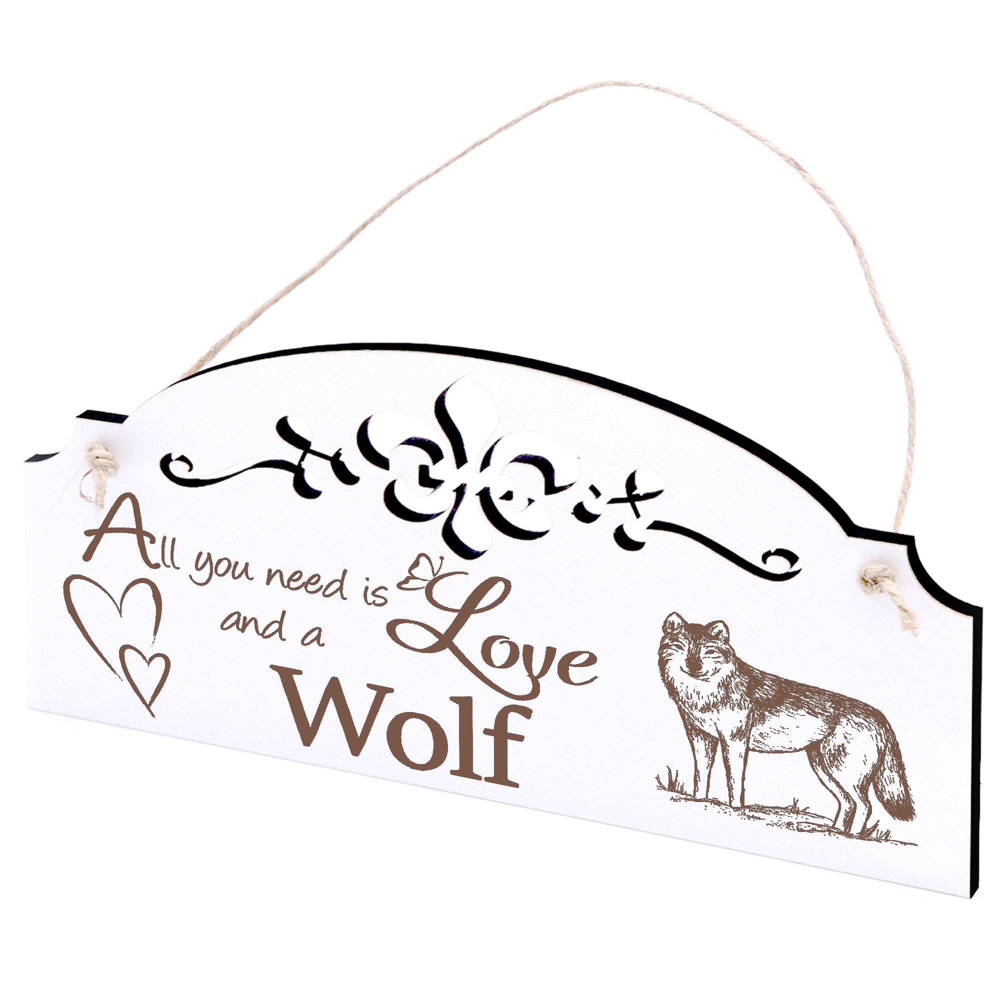 Dekolando Hängedekoration Wolf im Schnee Deko 20x10cm All you need is Love