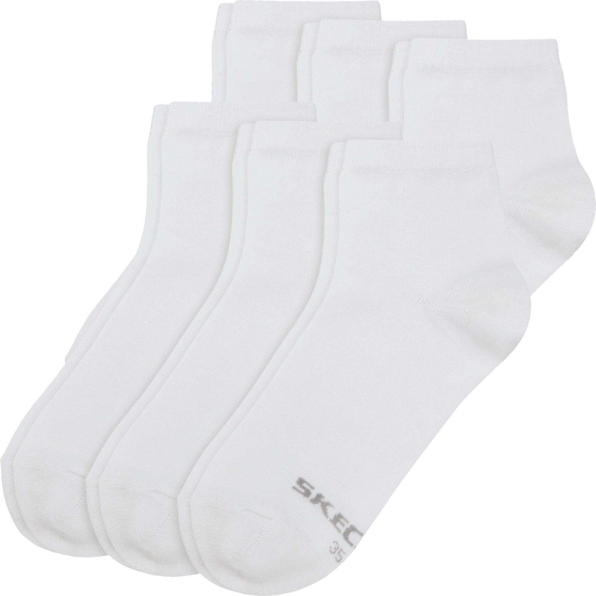 Damen-Kurzsocken weiß Uni 6 Paar Socken Skechers
