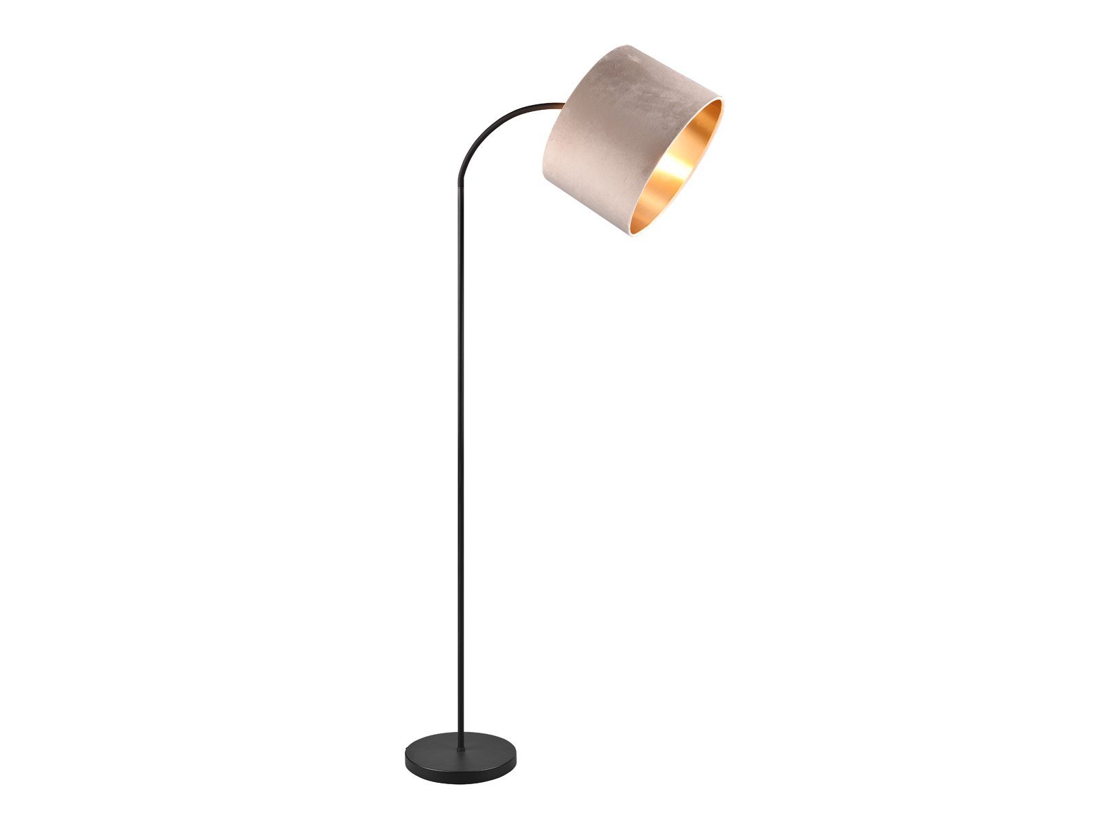 TRIO Leuchten LED Bogenlampe, Dimmfunktion, LED wechselbar, Warmweiß, gebogen-e Designklassiker Bogen-stehlampe für Ecke Samt Beige H: 156cm