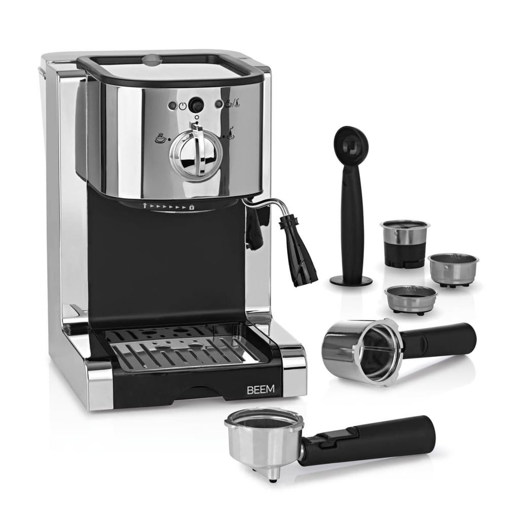 BEEM Siebträgermaschine BEEM ESPRESSO-PERFECT Espresso-Siebträgermaschine - 20 bar, 20 bar Kaffeepulver Pads und Kapsel schwenkbare Dampfdüse