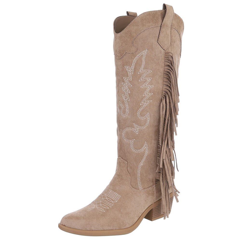 Ital-Design Elegante Damenstiefel mit Fransen für günstig online kaufen