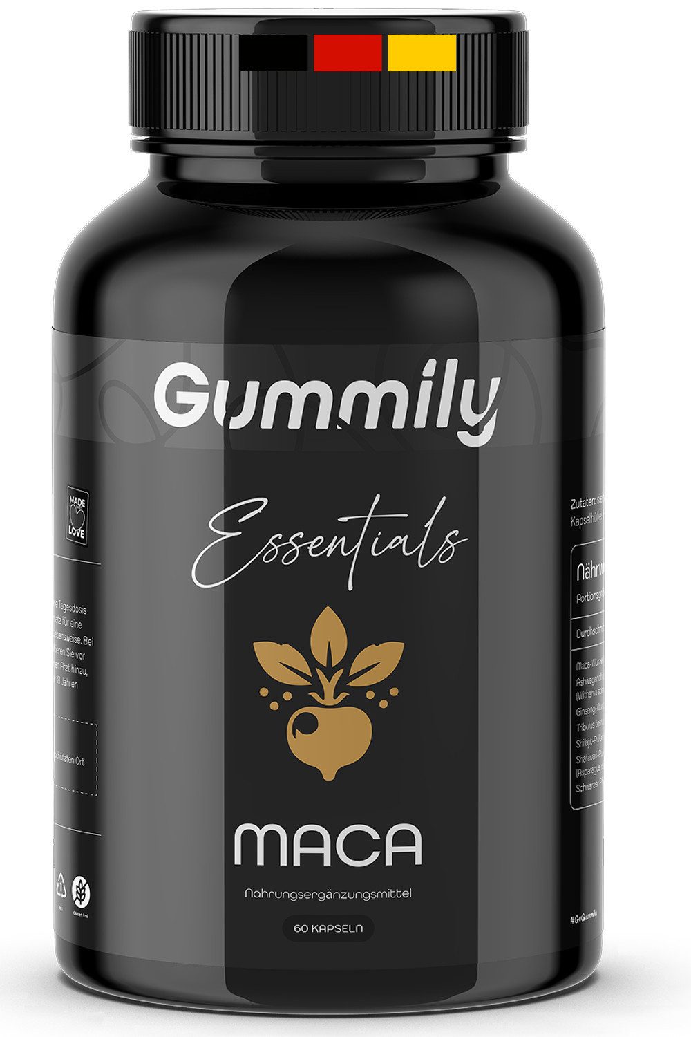 Gummily® Maca Kapseln miit Ashwagandha, Ginseng, Shilajit Extrakt Kapseln, 54 g
