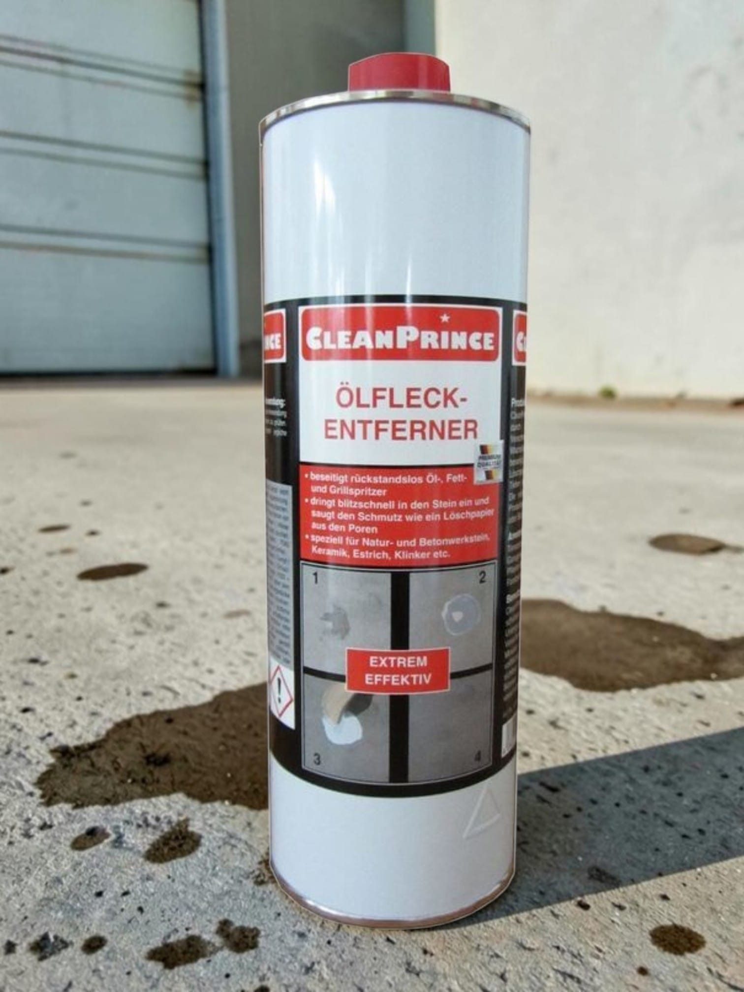 CleanPrince Ölfleck - Entferner 1 Liter Ölflecken Reinigungsmittel Fleckentferner (entfernt Öl-, Fett- und Wachsflecken effektiv)