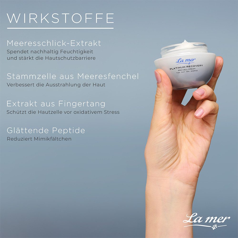 La mer Gesichtspflege Supreme Lift Pro Cell Cream Tag – glättende Tagescreme ab 40 Exklusive Tagescreme mit Peptiden, Meeresschlick-Extrakt und pflanzlichen Stammzellen, aktiviert die Zellerneuerung und verleiht einen glatten, strahlend verjüngten Teint