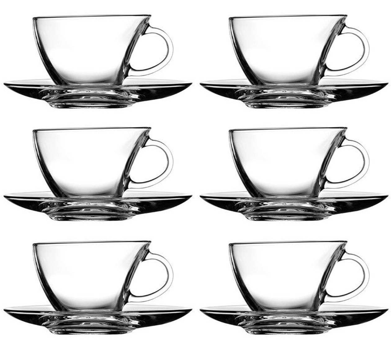 Tasse Penguen Glastassen mit Unterteller - 12tlg. Set