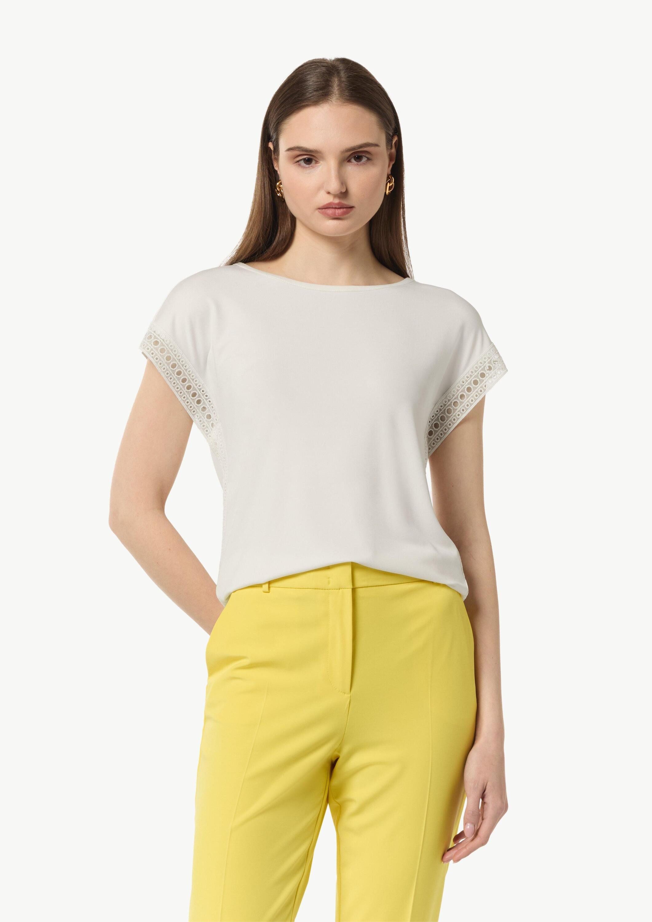 comma Kurzarmshirt T-Shirt Ärmelloses Shirt mit Zierband