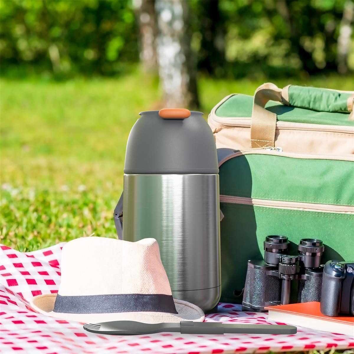 Intirilife Thermobehälter, Edelstahl, Thermobehälter 650ml Auslaufsicher BPA-frei Isolierbehälter Outdoor