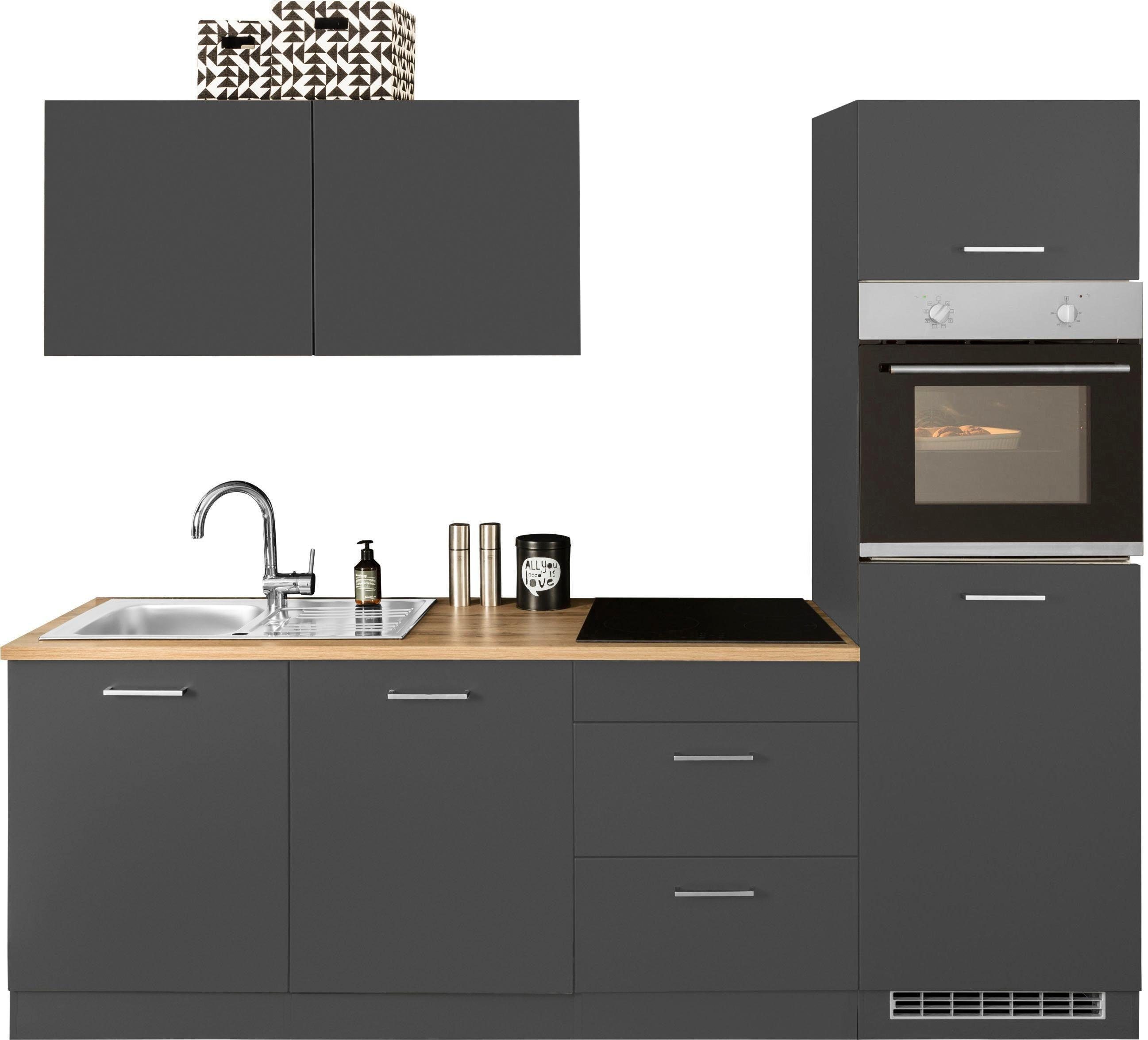 KOCHSTATION Küchenzeile KS-Kehl, ohne E-Geräte, Breite 240 cm, für Kühlschrank und Geschirrspüler