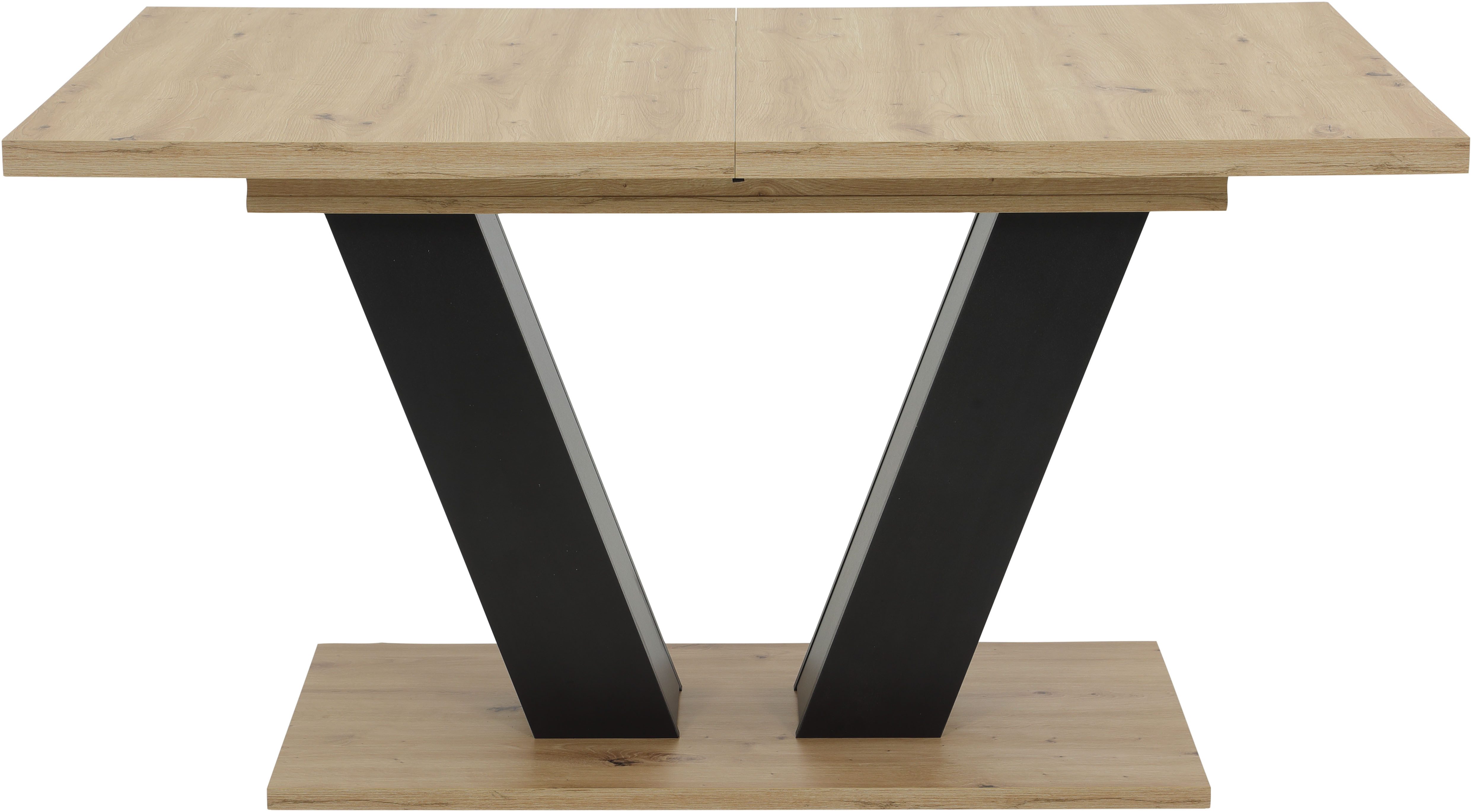 HELA Säulen-Esstisch HAMM (1-St), ausziehbar,ABS-Kante,Melamin,Synchronauszug,Säule,Bodenplatte