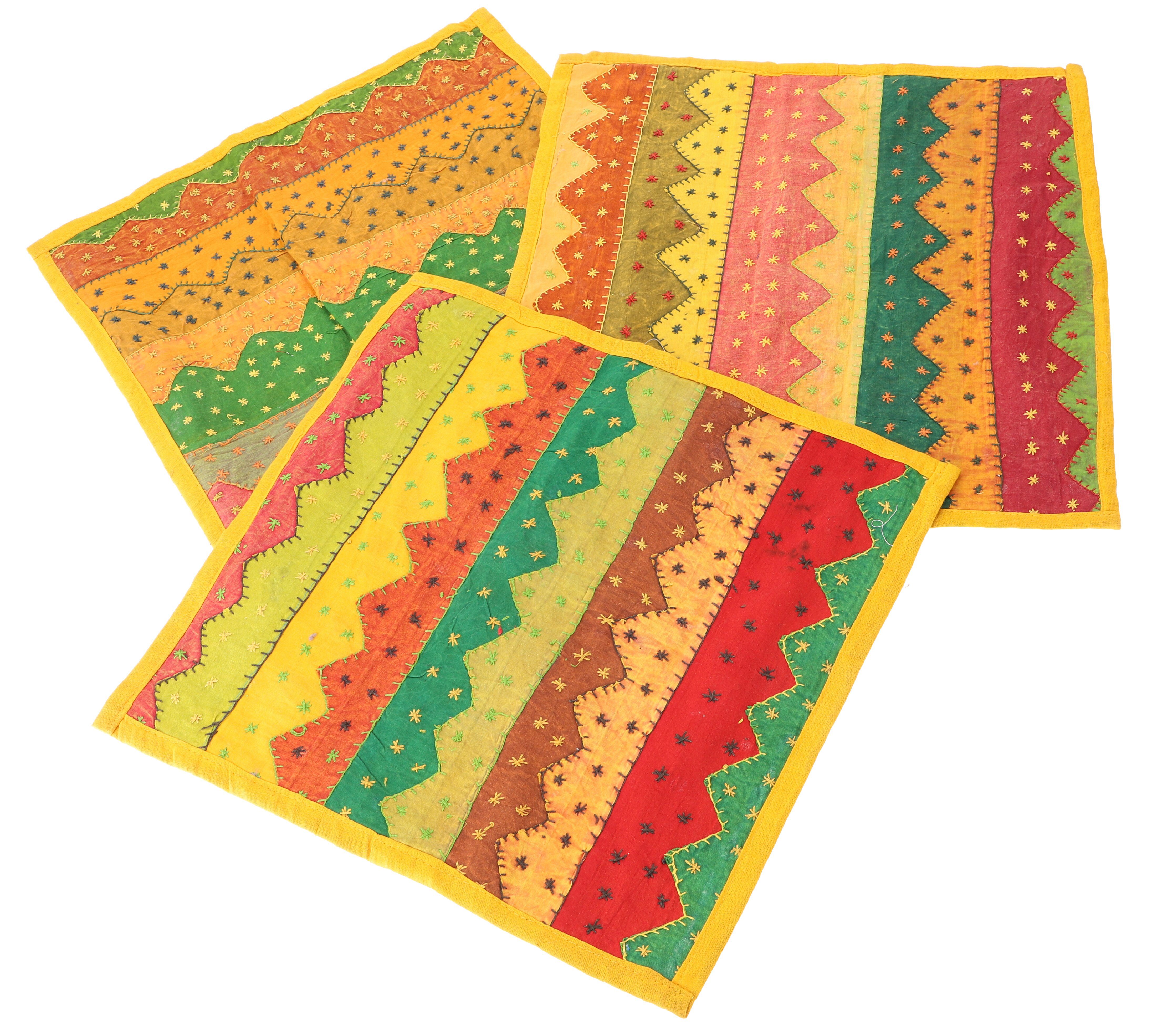 Guru-Shop Kissenbezüge Indische Kissenhülle, bestickter Patchwork..