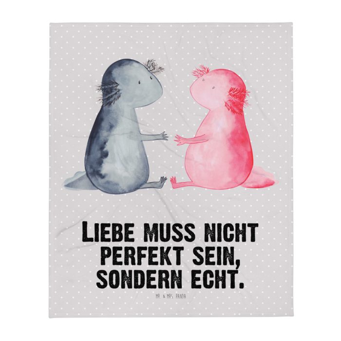 Wohndecke Axolotl Liebe - Grau Pastell - Geschenk Tagesdecke Ehemann Sofadec Mr. & Mrs. Panda
