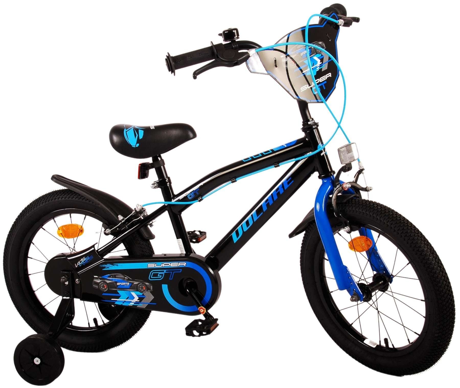 TPFSports Kinderfahrrad Volare Super GT 16 Zoll mit 2x Handbremse, 1 Gang, (Kinder Jugend Fahrrad - Jungsfahrrad - Rutschfeste Sicherheitsgriffe), Kinder Fahrrad 16 Zoll - Jugend Fahrrad - Blau
