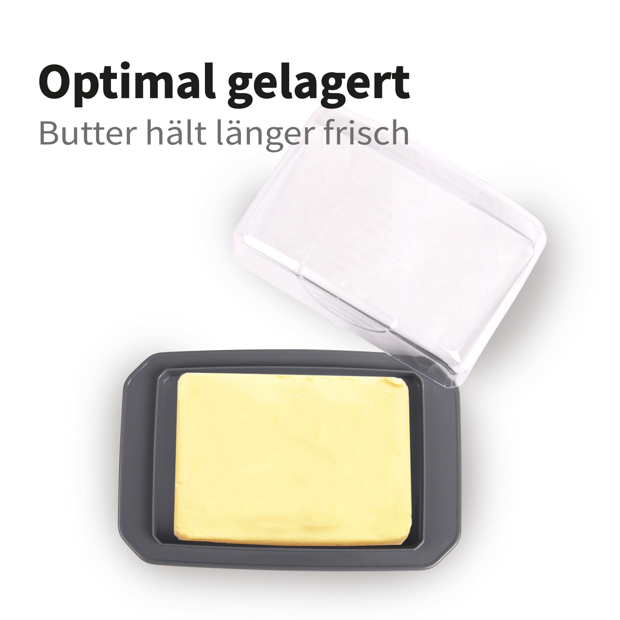 Pro Home Butterdose mit Deckel (BPA-freiem, bruchsicherem Kunststoff), Kunststoff, (Set, 1x Deckel, 1x Unterboden), Butterbehälter & Butterbox mit 250g – Bild 5 von 5