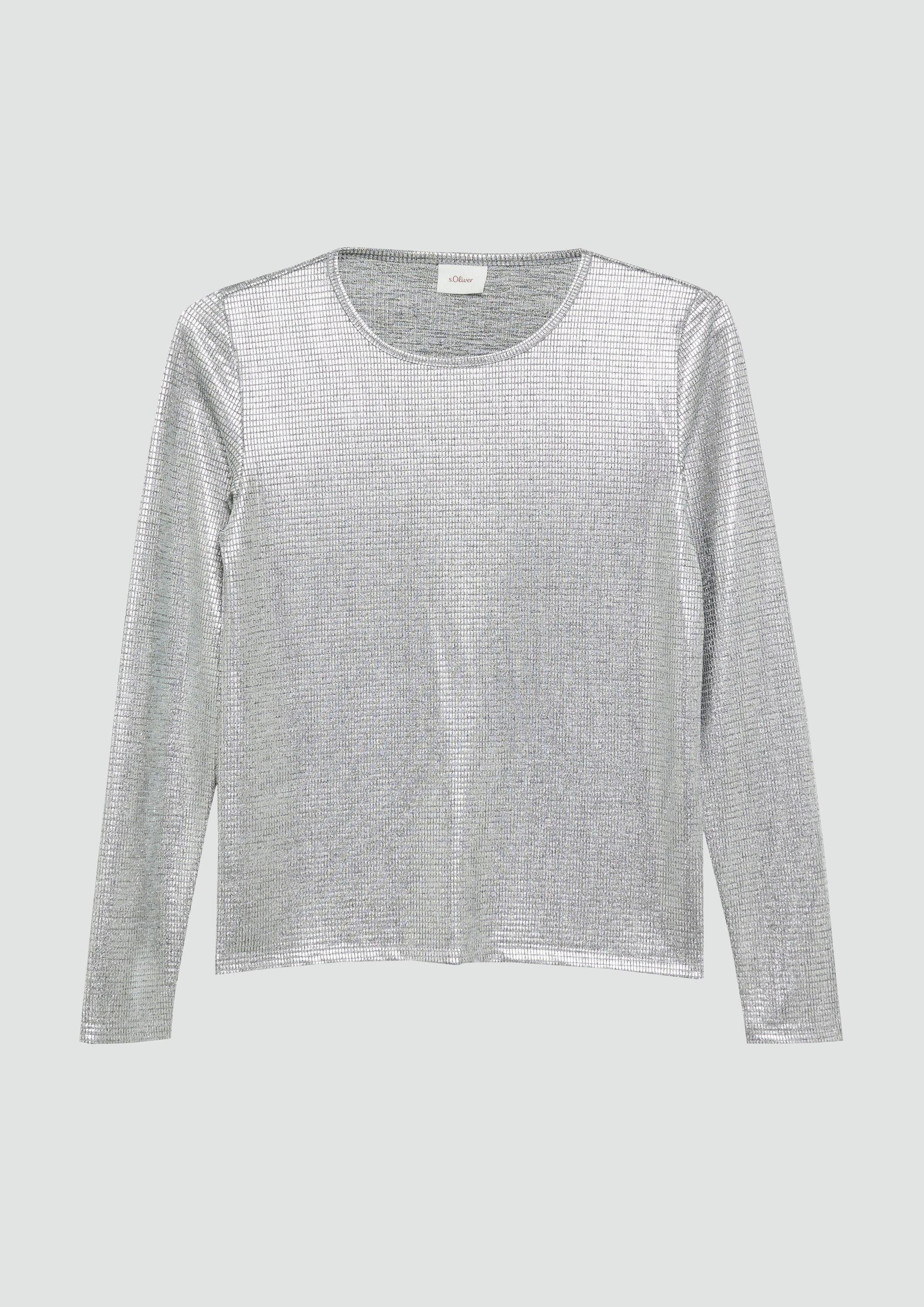 s.Oliver Langarmshirt T-Shirt Langarmshirt in Metallic-Optik
