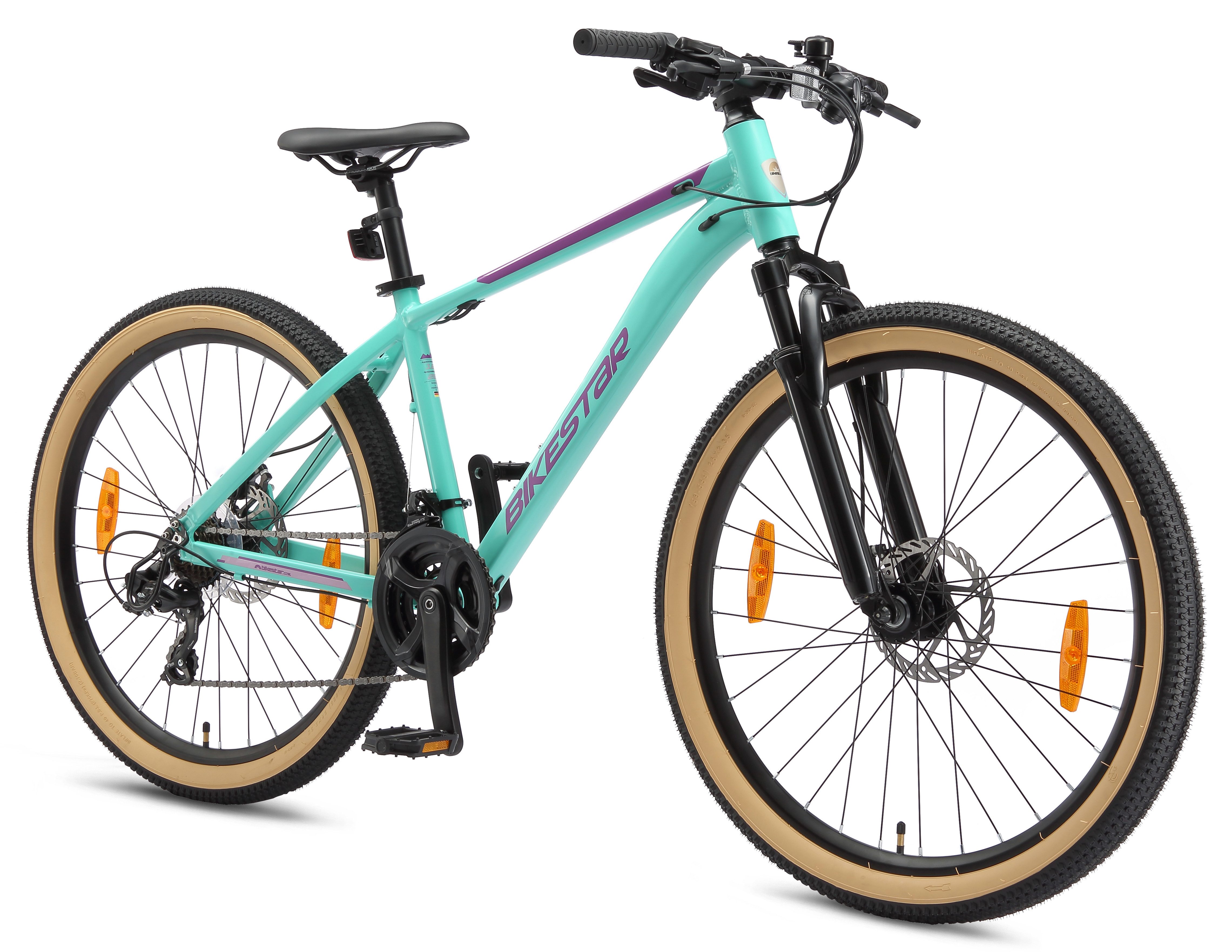 Bikestar Mountainbike, 21 Gang Shimano RD-TY300 Schaltwerk, Kettenschaltung, für Damen und Herren, Kettenschaltung