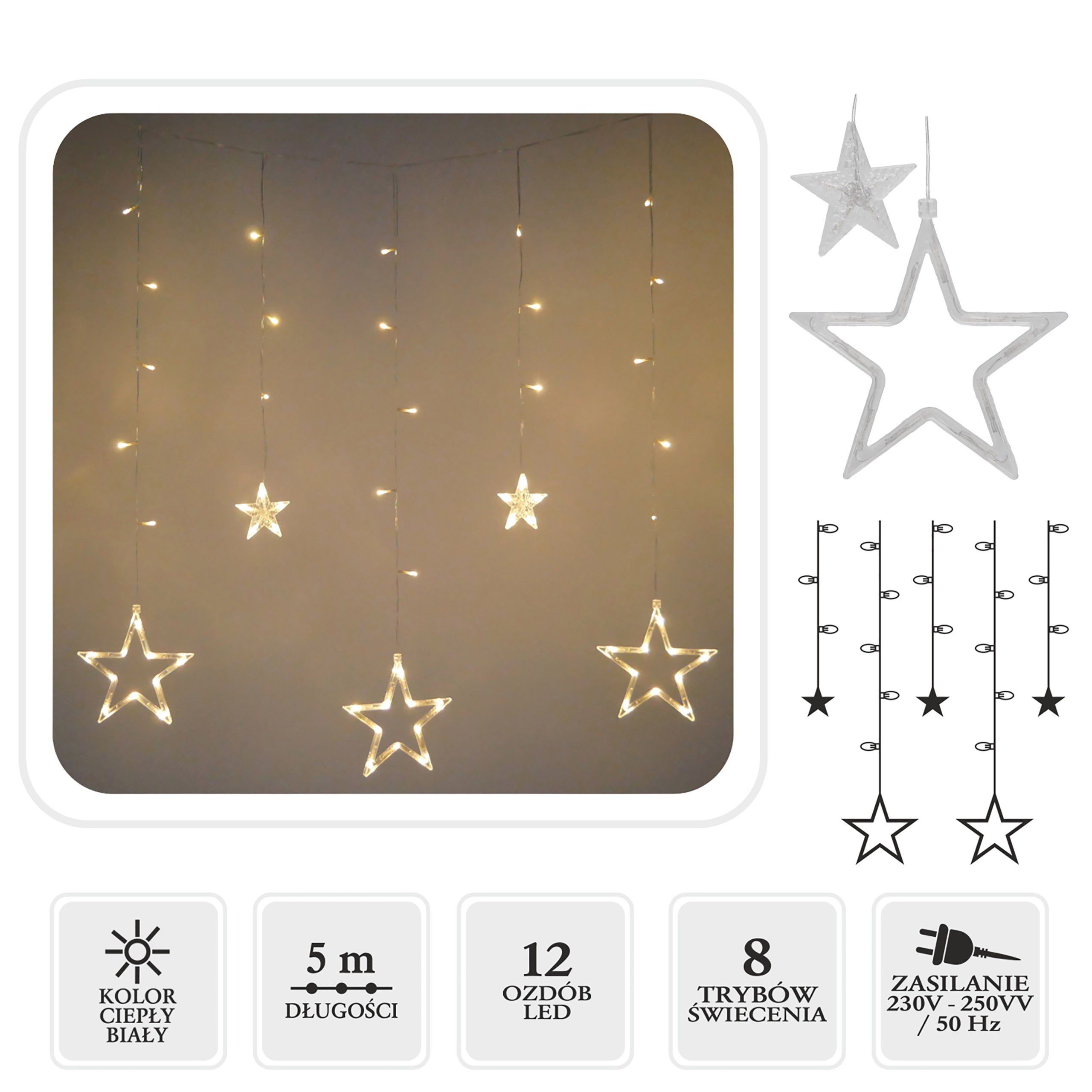 Sarcia.eu Lichtervorhang LED-Sternenlichtvorhang, Weihnachtsgirlande 5m