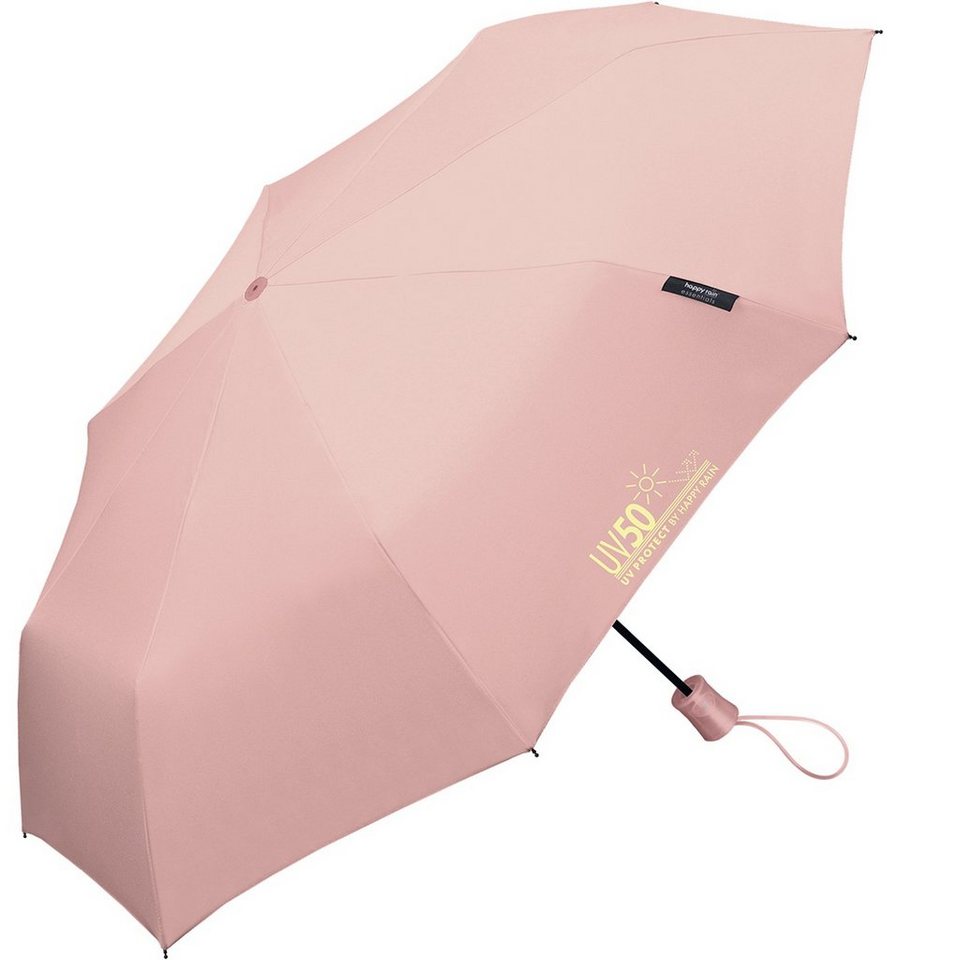 HAPPY RAIN Taschenregenschirm UV-Protect UV50 mit Auf-Automatik und  Sonnenschutz, schützt vor Sonne und Regen