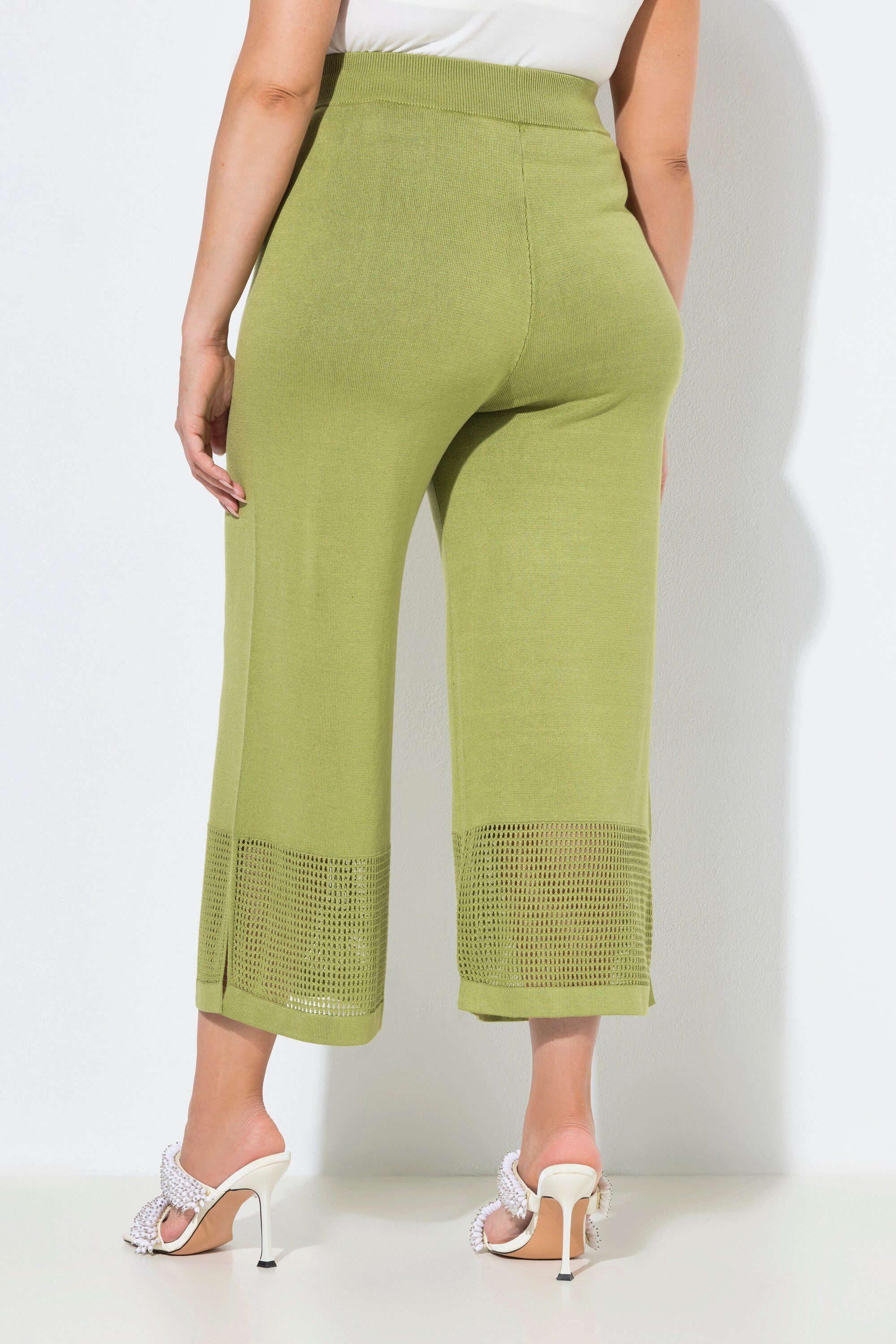 Ulla Popken Culotte Strickhose Lochstrick-Streifen weites Bein