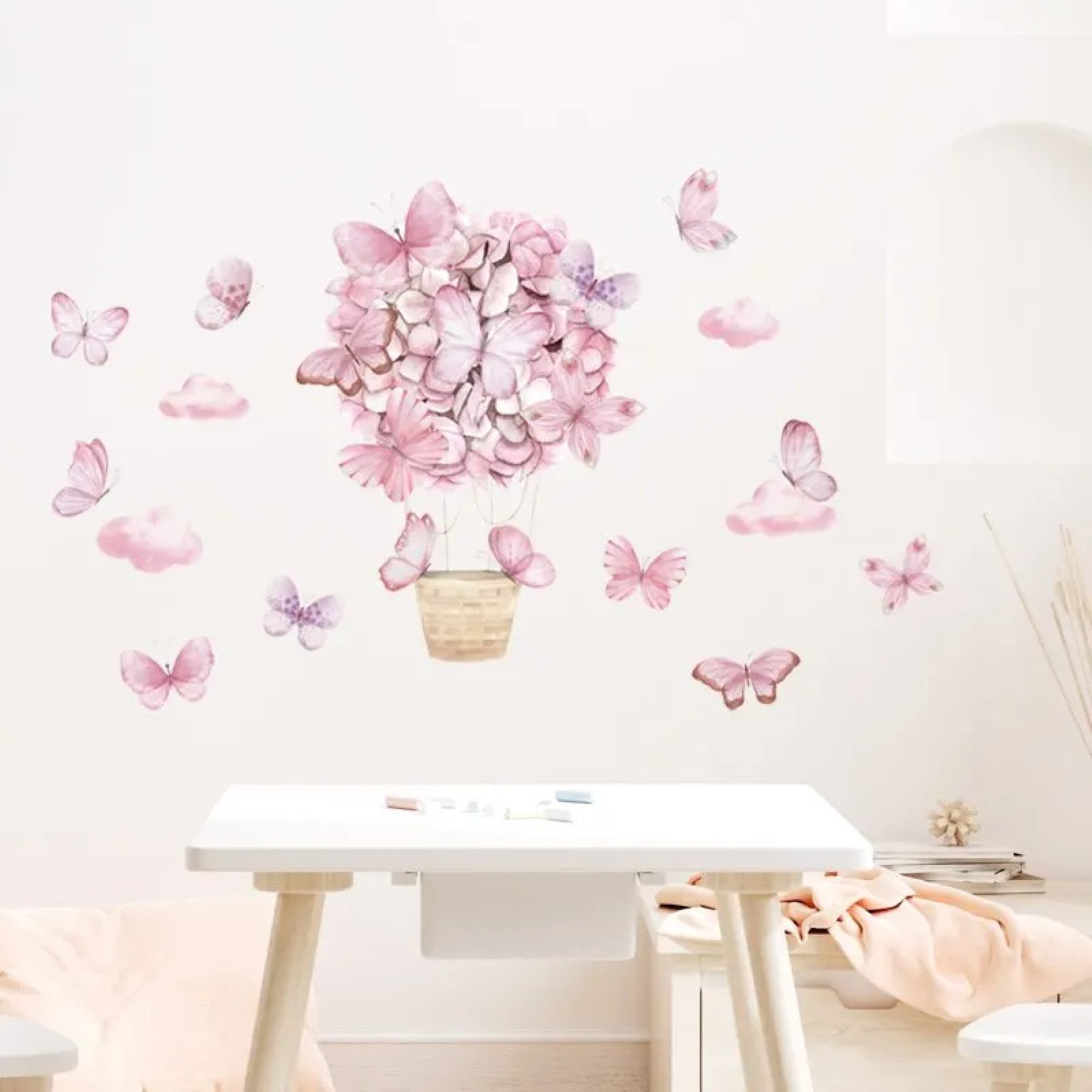 Montegoni Wandsticker Rosa Schmetterlings korb Wandaufkleber günstig online kaufen