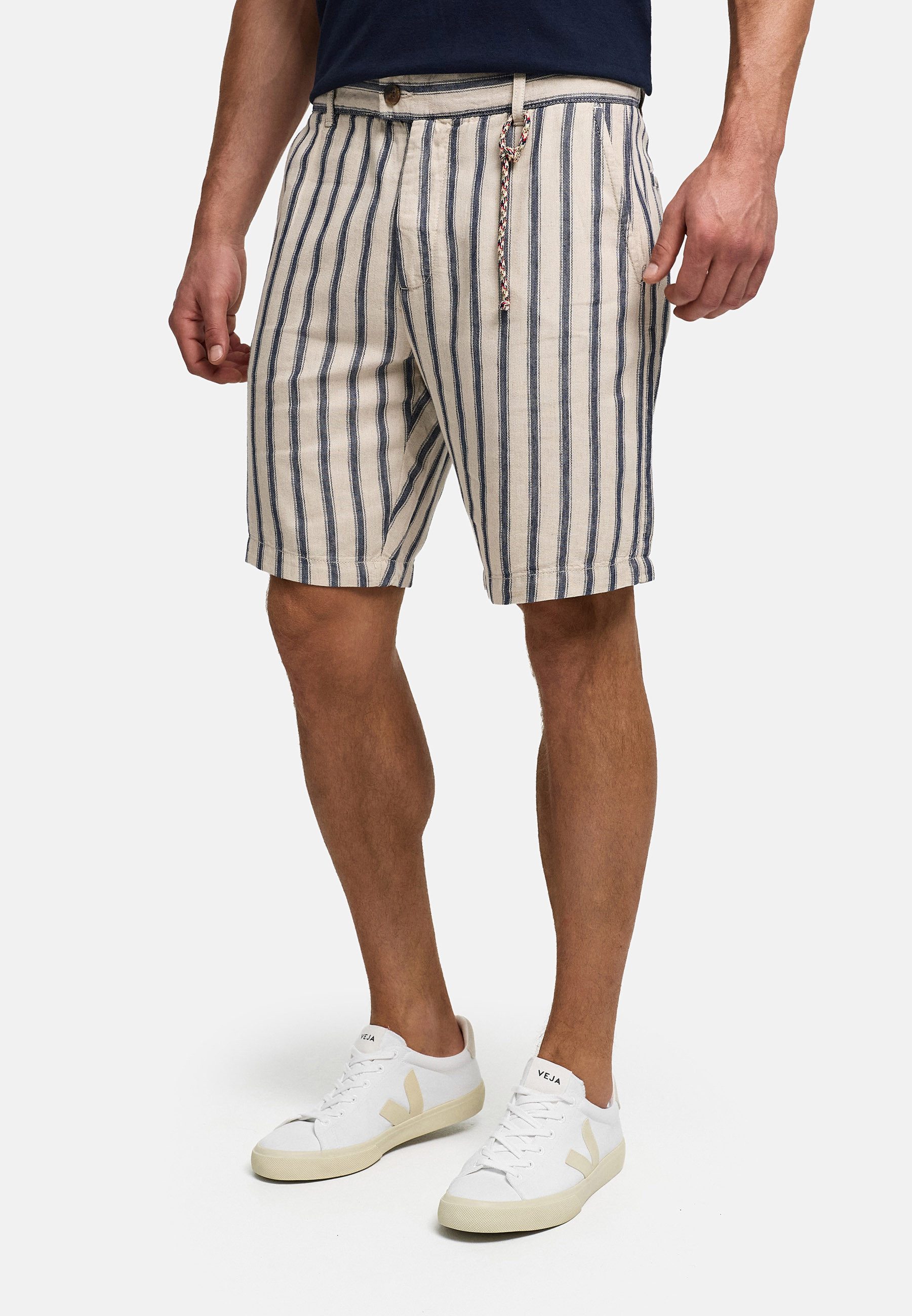 INDICODE Chinoshorts Herren INMonnet Chino Shorts aus Lyocell-Mix mit Streifenmuster