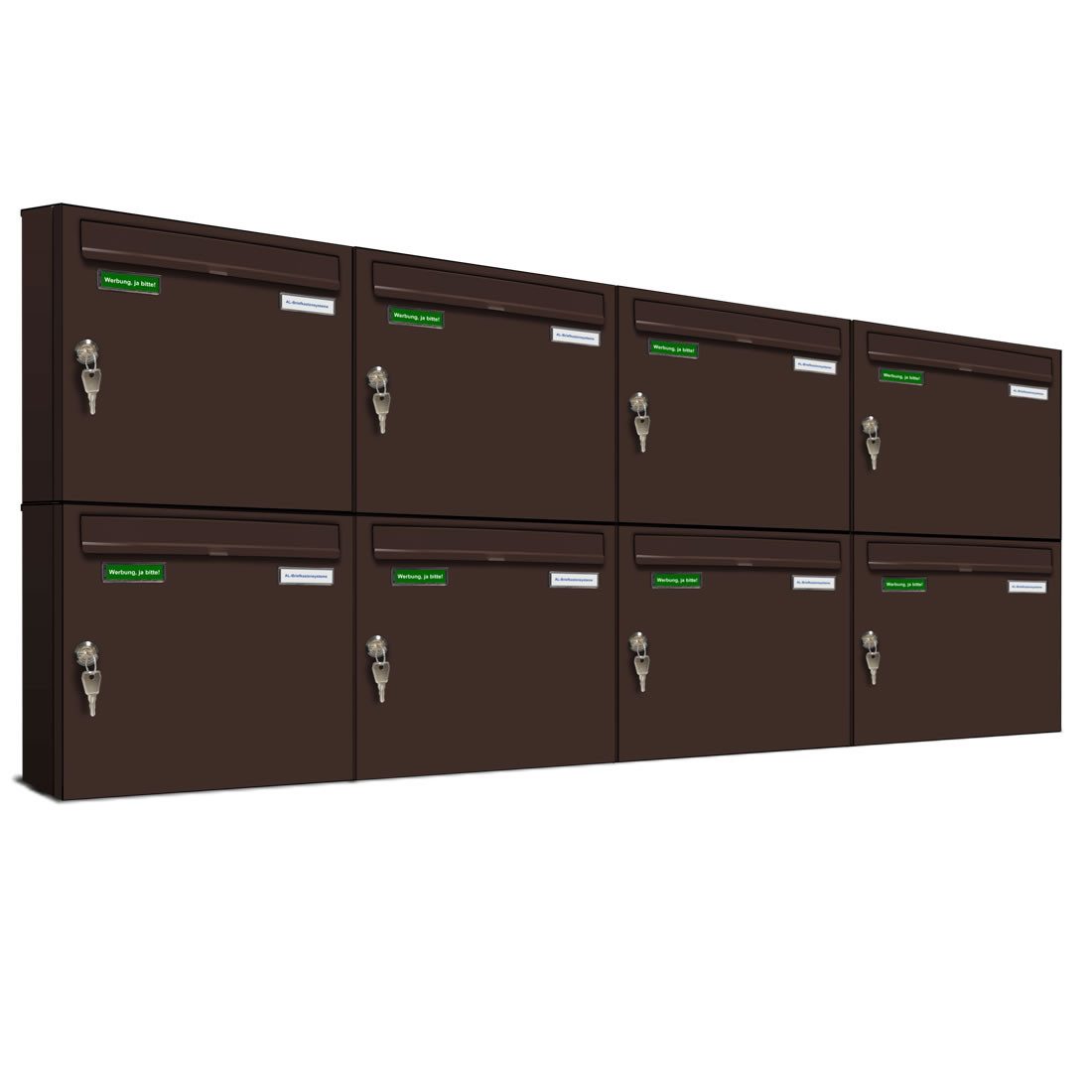 AL Briefkastensysteme Wandbriefkasten 8 Fach Basic Briefkasten A4 in