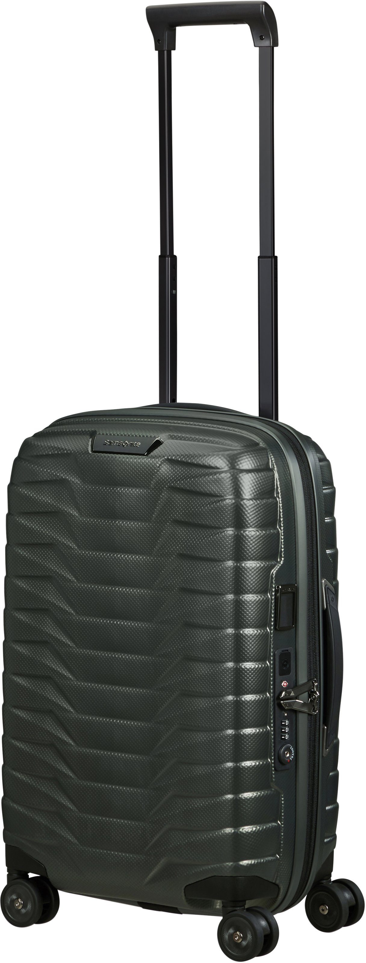 Samsonite Hartschalen-Trolley Proxis, 55 mit Climbing cm, USB-Schleuse; Matt 4 Rollen, Ivy und Made in Europe Volumenerweiterung