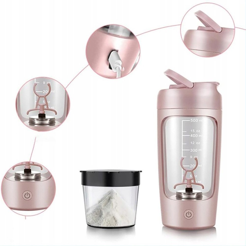 AKKEE Elektrischer Shaker Protein Shaker Elektrisch mit Pulverfach 650 ML BPA-freier, Vollautomatische Mischung