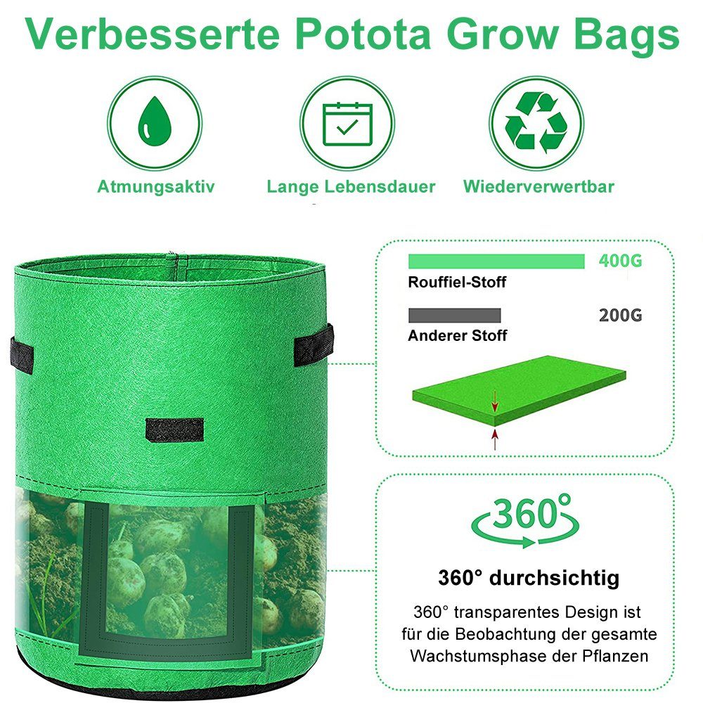 Rosnek Pflanzkübel 26/43L, Transparent, Sichtbar, für Gewächshaus DIY Pflanzung (1 St), Kartoffel Gemüse Pflanze; D×H:30×35;35×45