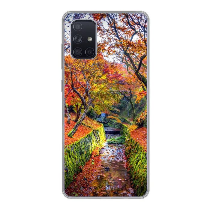 MuchoWow Handyhülle Blick auf die bunten Blätter der Ahornbäume Handyhülle Samsung Galaxy A51 Smartphone-Bumper Print Handy